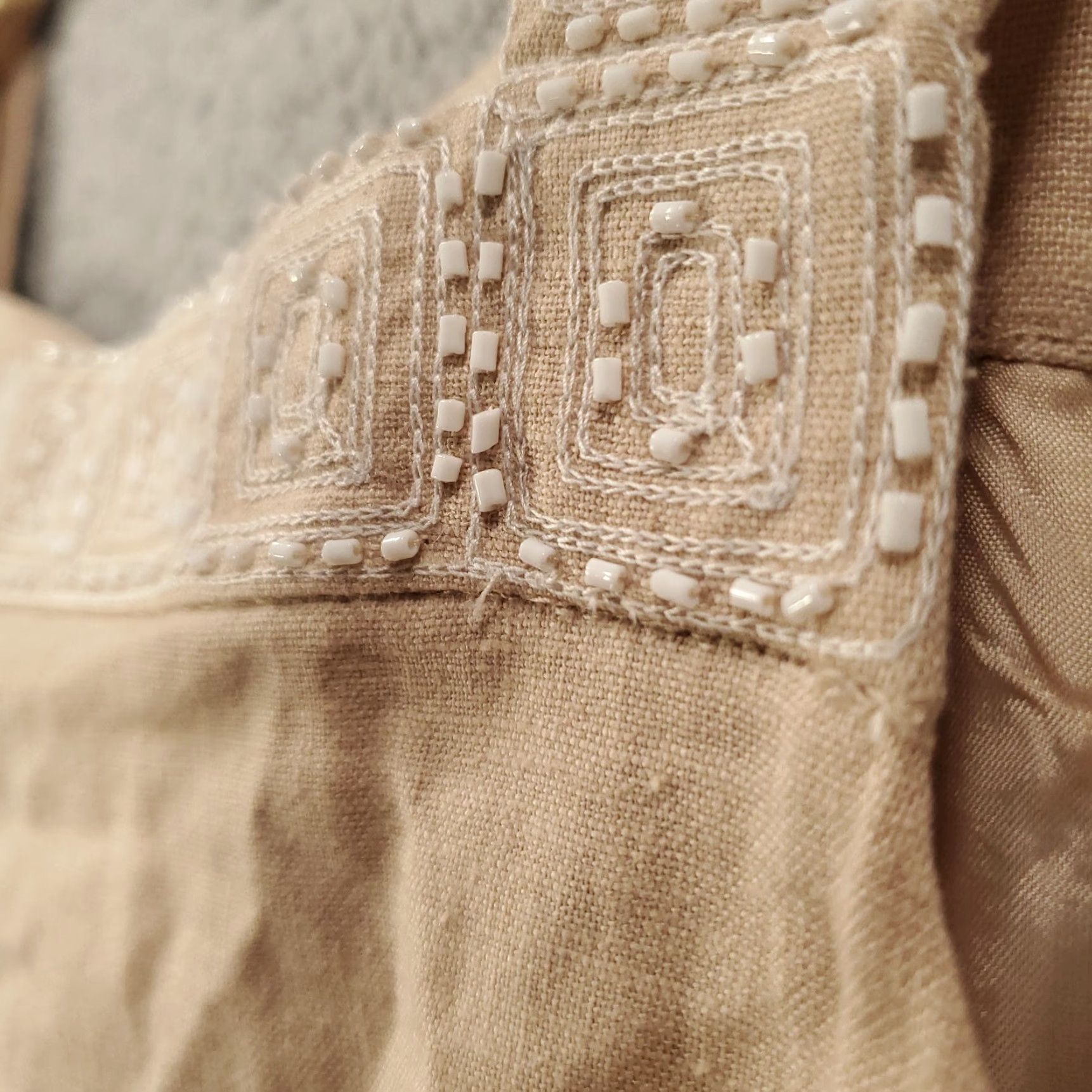 Evan Picone Evan Picone Dress Women 12 Beige Beaded Lined Shift Sleeveless Knee Length Square Neck NWT Size XL / US 12-14 / IT 48-50 - 3 Thumbnail