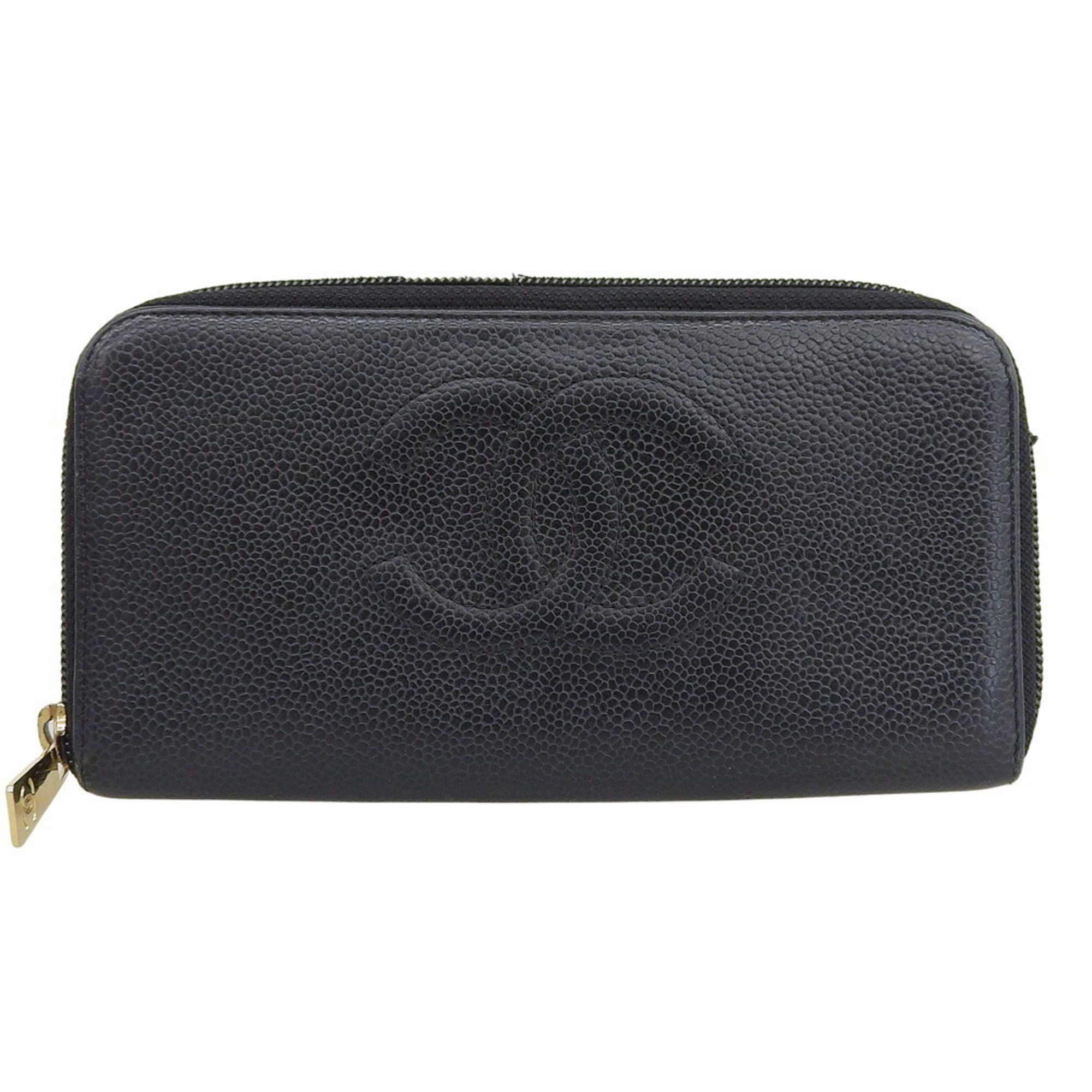 Chanel CHANEL No. 9 Coco Mark Round Long Wallet Caviar Skin Black Size ONE SIZE - 1 Thumbnail
