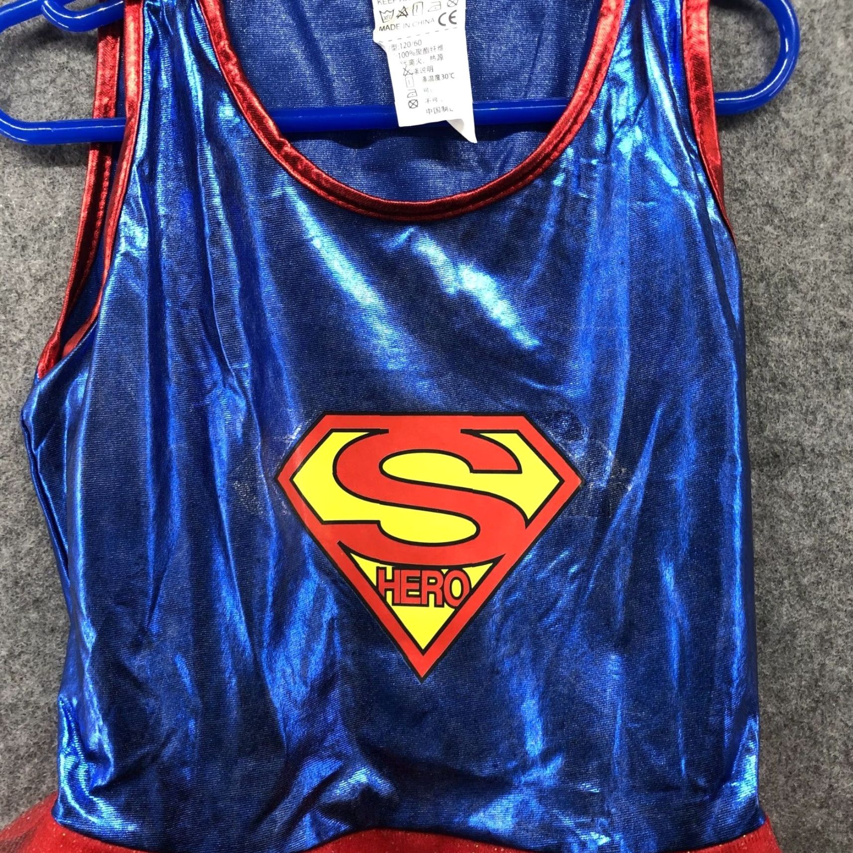 Vintage Girls 6-7 Supergirl Costume Dress Tulle Halloween Dress Up Red Nike Size ONE SIZE - 3 Thumbnail
