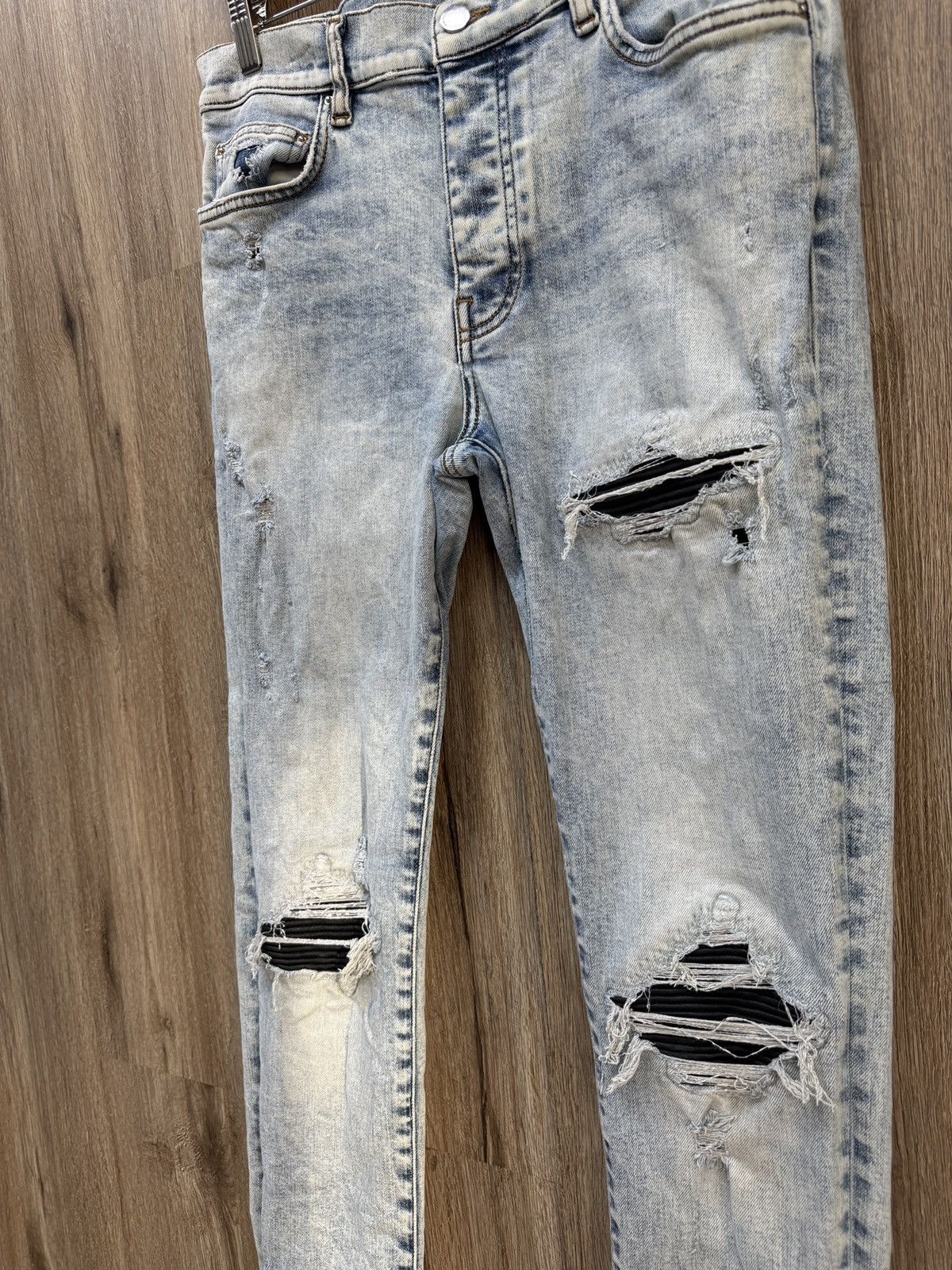 Amiri Amiri Blue Denim Black Patch Jeans Size US 33 - 5 Thumbnail