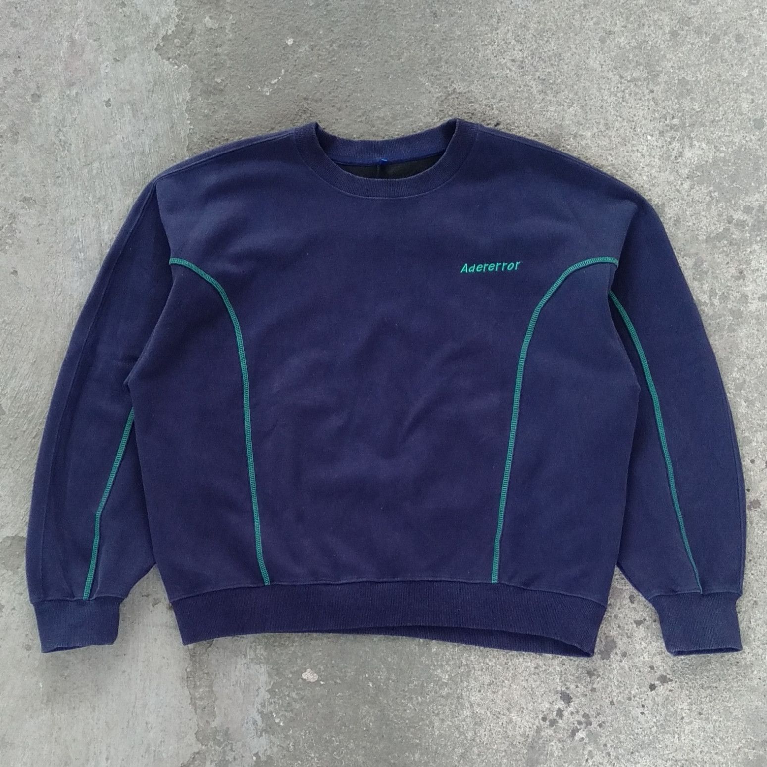 image of Ader Error Boxy Fit Crewneck in Navy, Men's (Size XL)