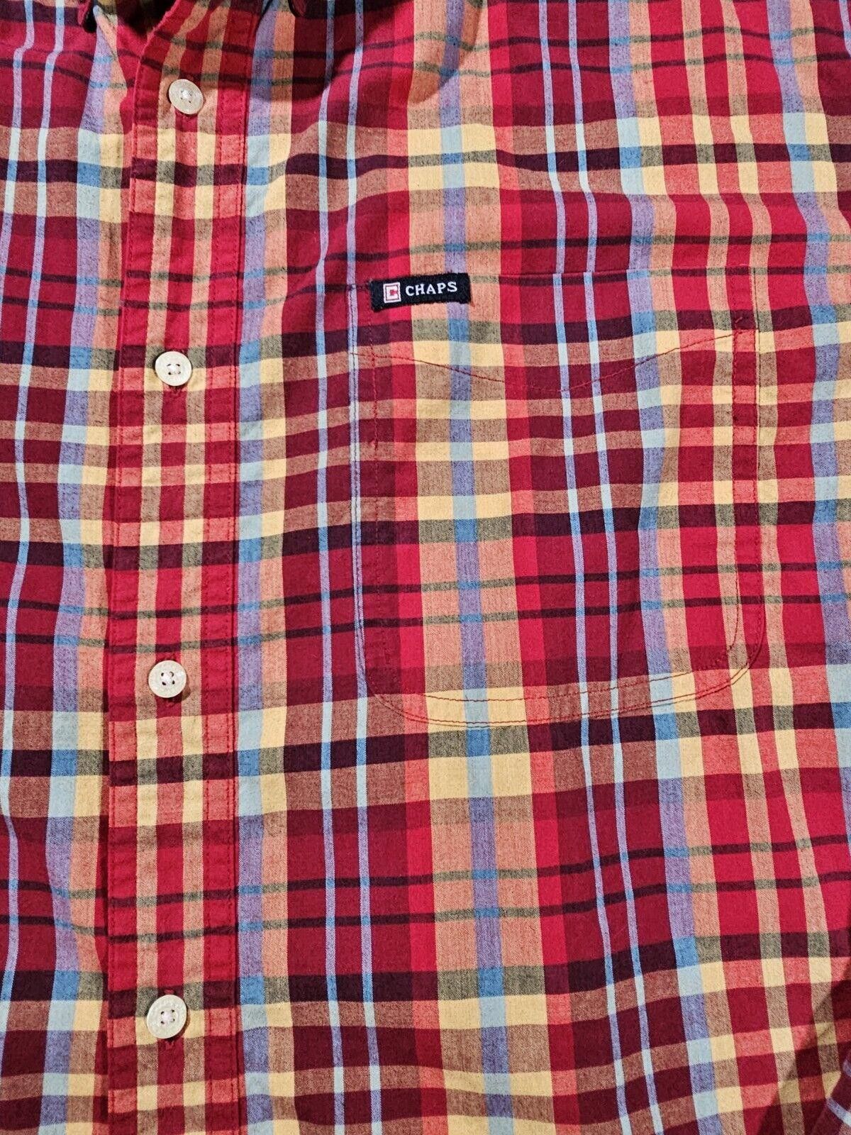 Chaps Chaps Easy Care Mens XL Red Plaid Button Down Long Sleeve Size US XL / EU 56 / 4 - 2 Thumbnail