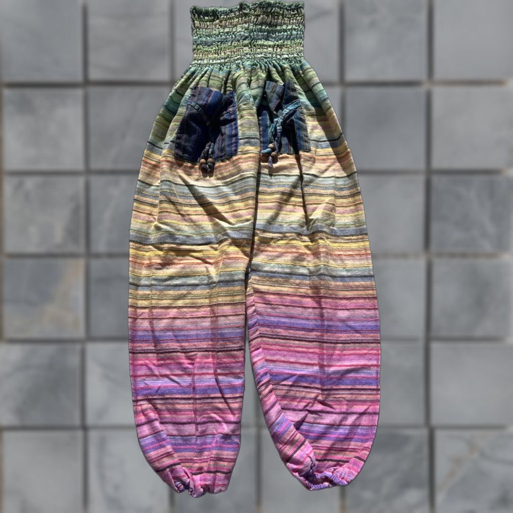HARE Women's Pants Multicolor Harem OS Wide Baggy Parachute MC Hammer Hippie Pocket Size 42" / US 20 - 1 Thumbnail