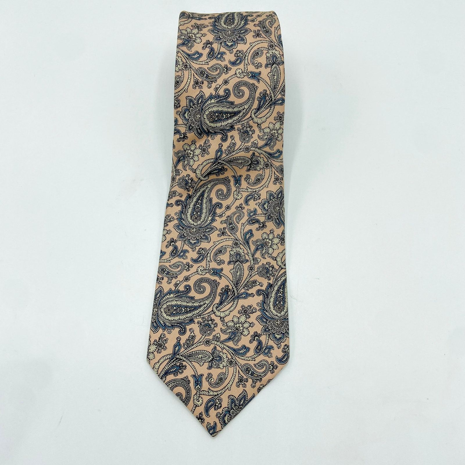 Oscar De La Renta Oscar de la Renta Silk Tie Pink Blue Paisley Jacquard Size ONE SIZE - 8 Thumbnail