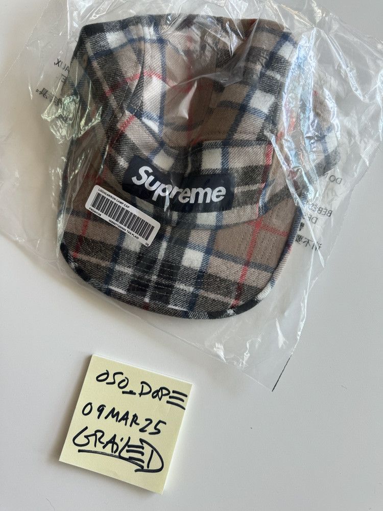 supreme lochcarron camp cap (tan plaid)