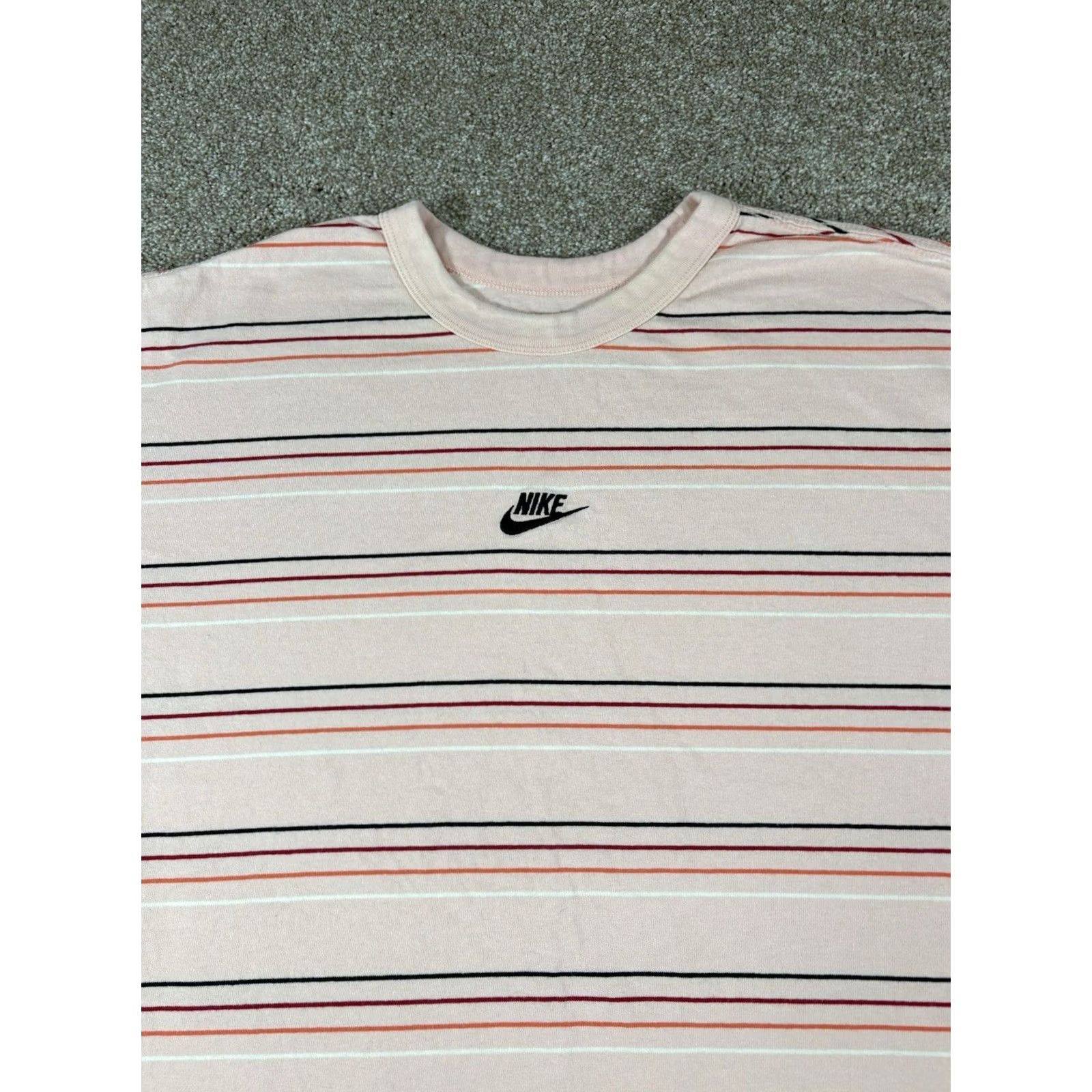 Nike Nike Tee Embroidered Center Swoosh T-Shirt Striped Salmon Men’s Size Large Size US L / EU 52-54 / 3 - 2 Thumbnail
