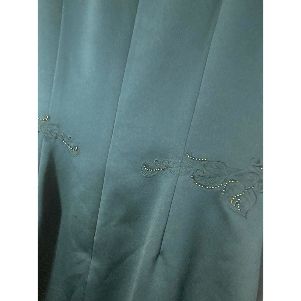 Other Maggy London Emerald Green Midi Satin Jeweled Detailing Dres Size L / US 10 / IT 46 - 6 Thumbnail