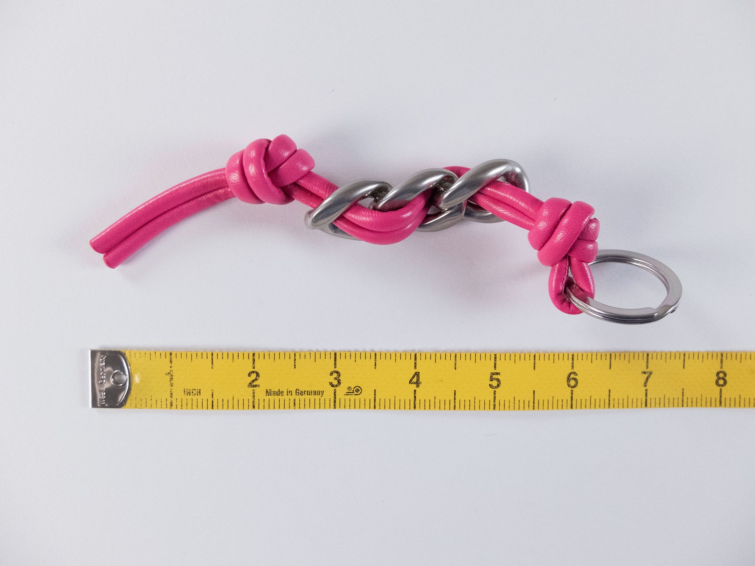 Bottega Veneta BOTTEGA VENETA pink & silver nappa leather knotted keyring q Size ONE SIZE - 4 Thumbnail