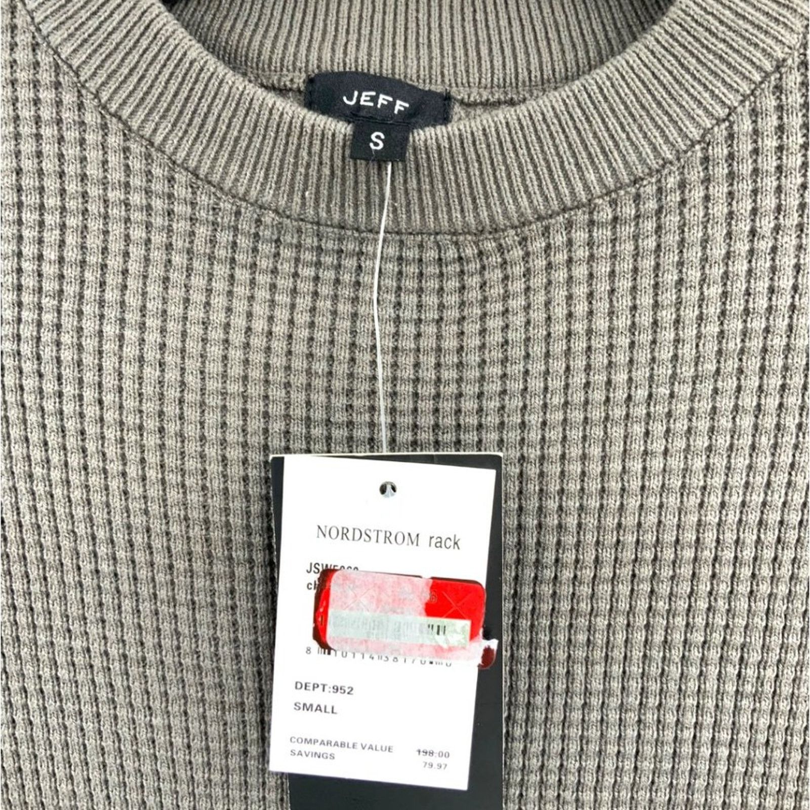 Other Jeff Taupe Waffle Weave Crewneck Sweater Small NWT $198 MSRP Size US S / EU 44-46 / 1 - 2 Thumbnail