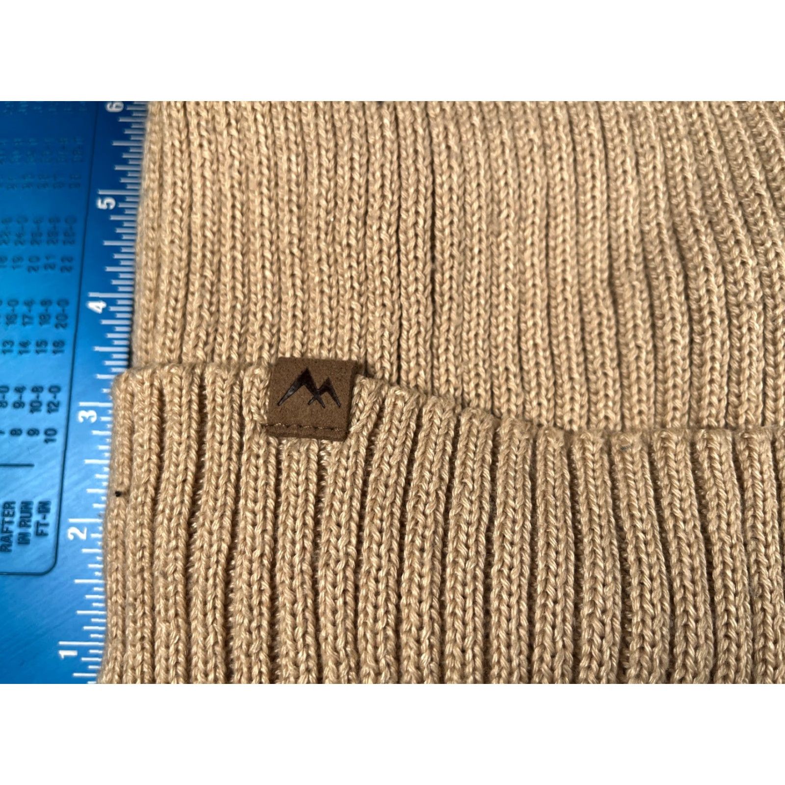 George George Beanie Toque Adult One Size Beige Ribbed Knit 100% Polyester Lined Shirt Mens Hat Beanie Beige Outdoor Ski Logo 90s (if applicable) Size ONE SIZE - 2 Thumbnail