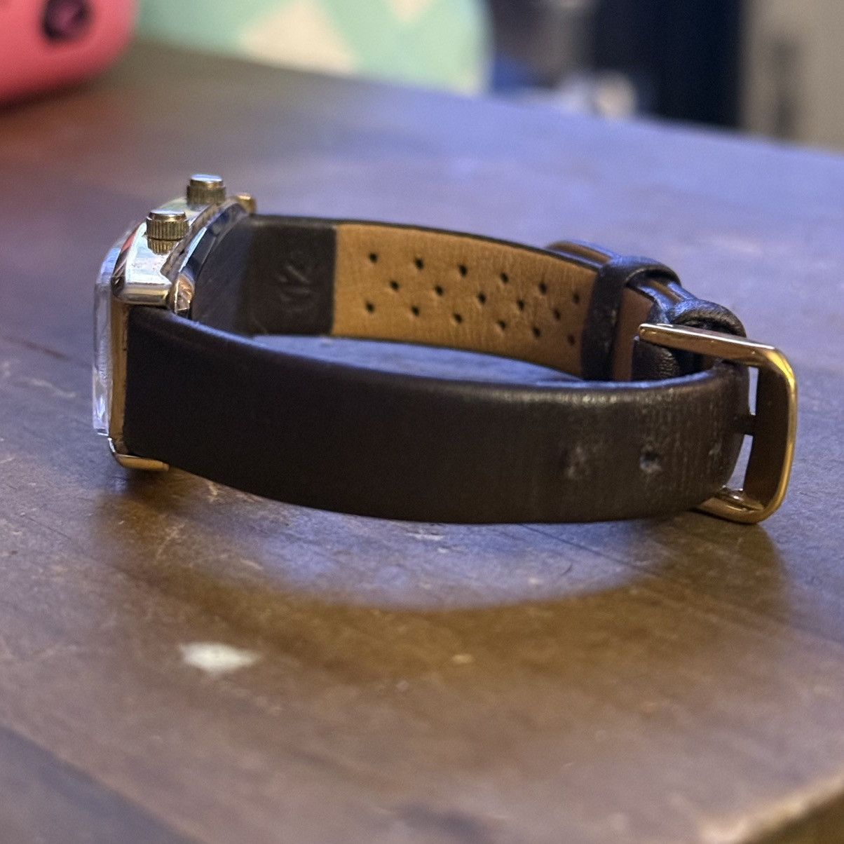 Orvis Orvis Dual Time rectangle face leather watch Size ONE SIZE - 8 Thumbnail