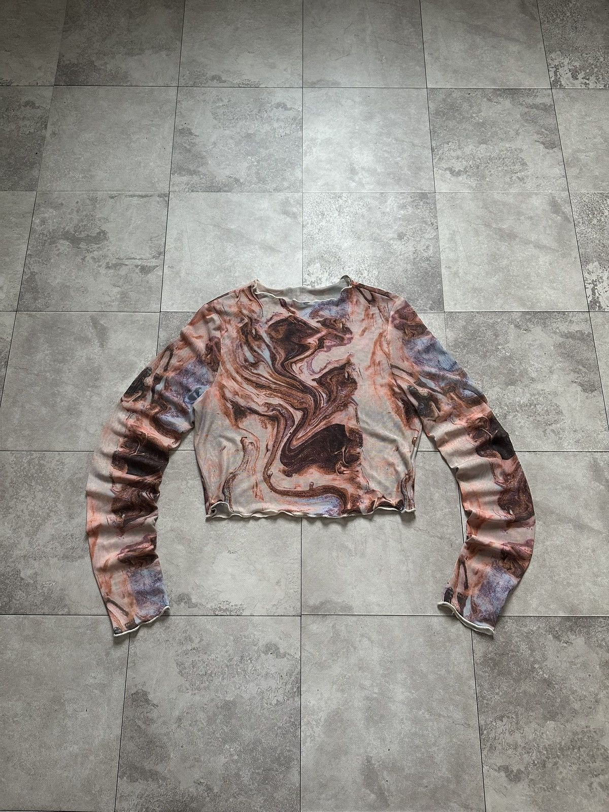 Hysteric Glamour Abstract Design Save The Queen JPG Cropped Mesh Long Sleeve Size S / US 4 / IT 40 - 1 Thumbnail