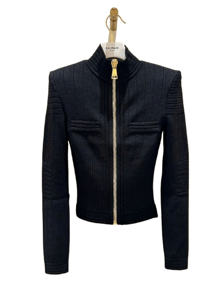 Balmain o1srvl11e1125 Zip Cardigan in Navy Blue Size S / US 4 / IT 40 - 1 Preview