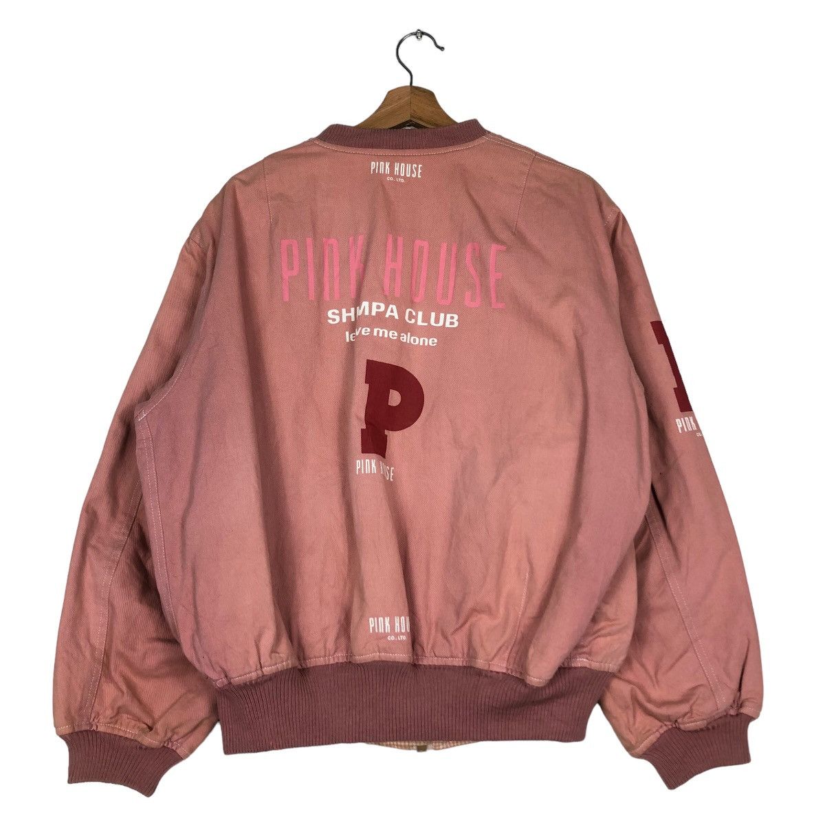 Japanese Brand 🔥Vintage Bomber Jacket Streetwear Pink House Big Logo Size US M / EU 48-50 / 2 - 1 Thumbnail