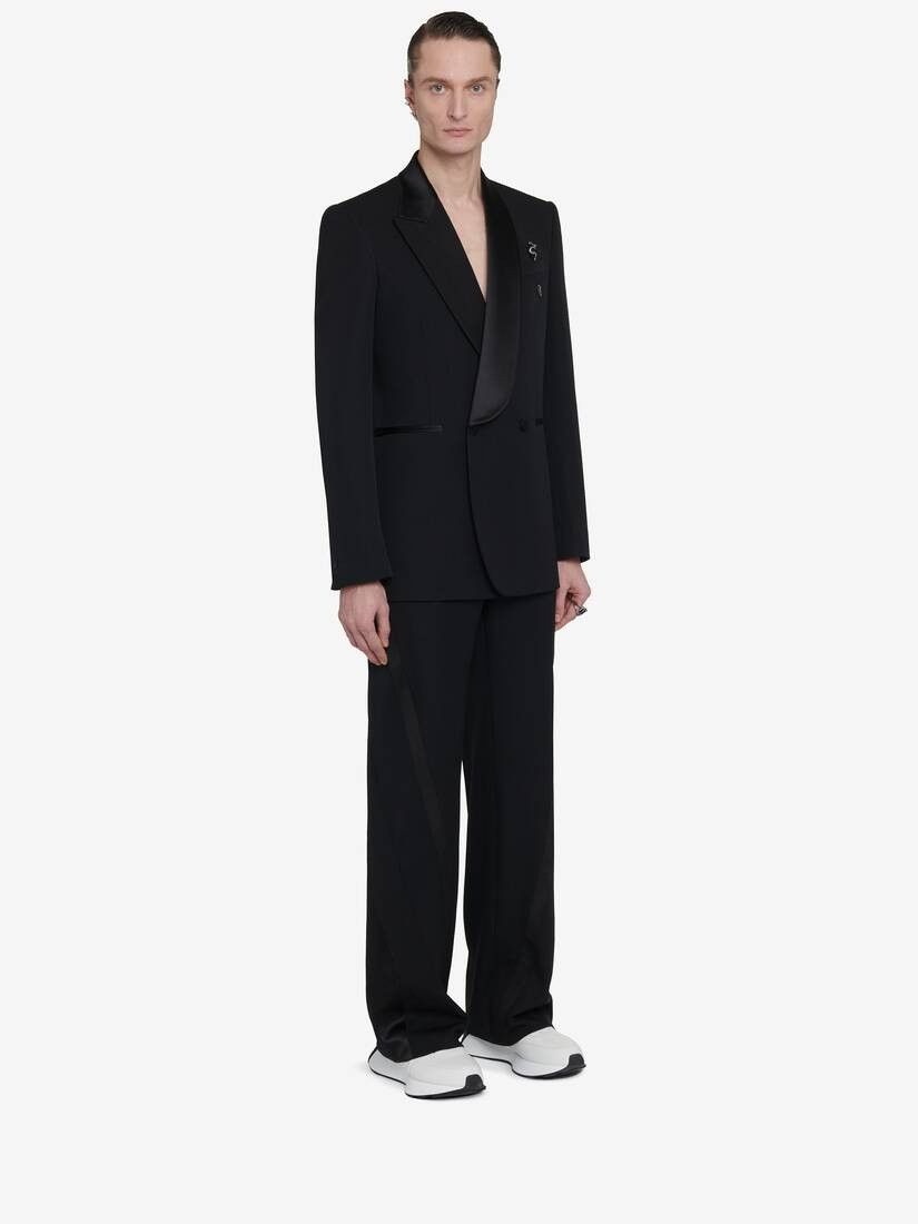 Alexander McQueen o1w1db10725 Twisted Stripe Tuxedo Trousers in Black Size US 32 / EU 48 - 3 Thumbnail