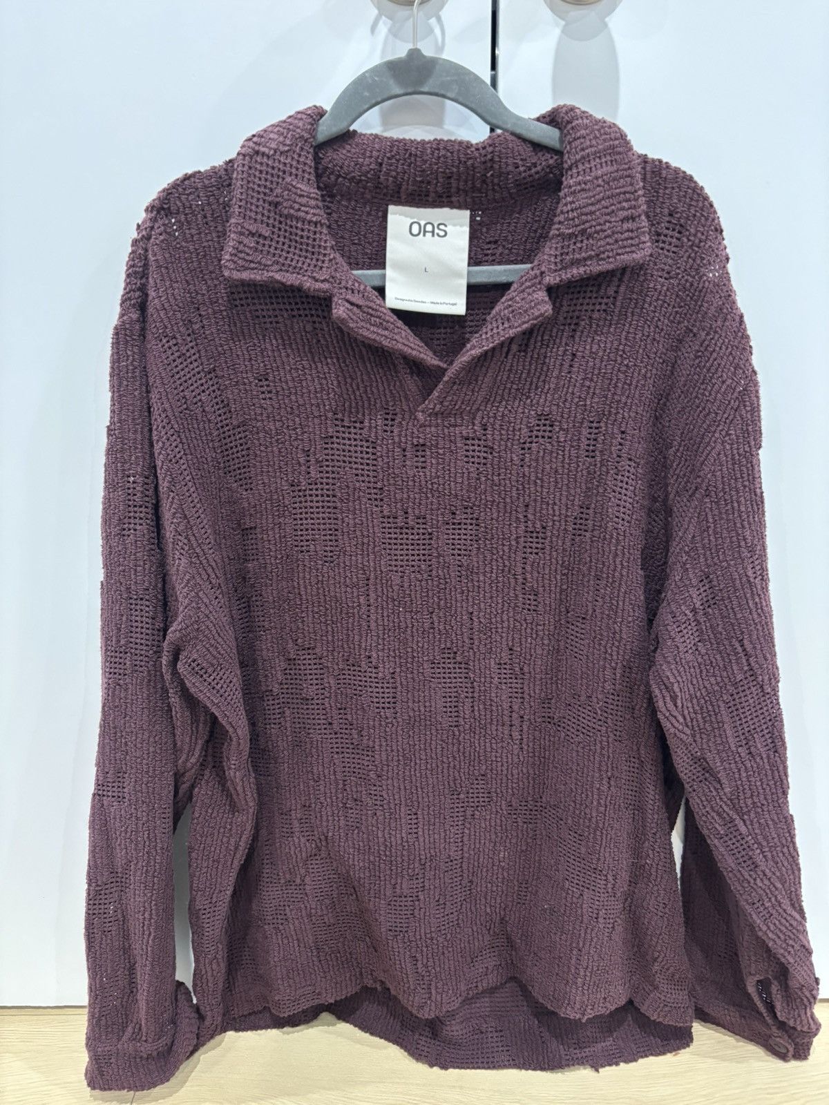 OAS OAS Grot Crochet Long Sleeve Polo in Burgundy Size US L / EU 52-54 / 3 - 1 Thumbnail