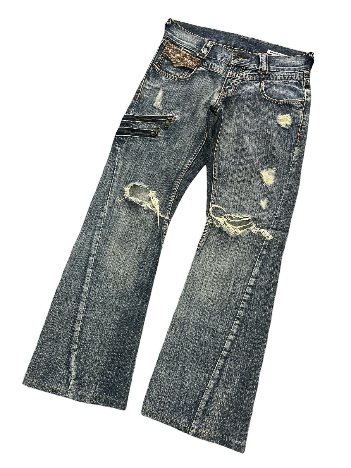Japanese Brand FLARED💥THRASHED SEMANTIC DESIGN RIPPED DISTRESSED DENIM PANT Size US 29 - 5 Thumbnail