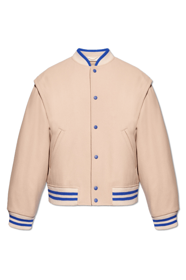 Gucci o1s1wg110125 Wool Bomber Jacket Embroidery in Light Pink Size US XXL / EU 58 / 5 - 1 Thumbnail