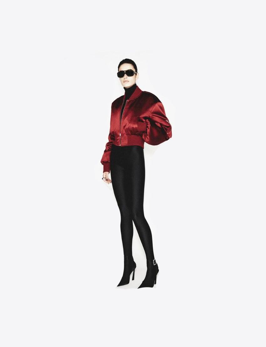 Saint Laurent Paris o1s1wg111224 Bomber Jacket in Satin in Red Size S / US 4 / IT 40 - 2 Thumbnail