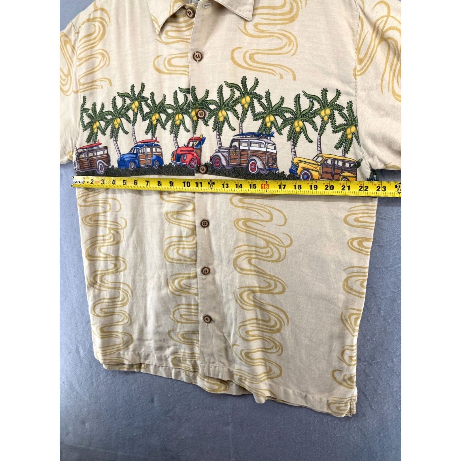 Slowear Colo Wear Mens Hawaiian Shirt L Yellow Car Palms Camp Comfort Button-Up Short Sleeve Cotton Blend Collared Casual Shirt Boys Mens Size US L / EU 52-54 / 3 - 2 Thumbnail