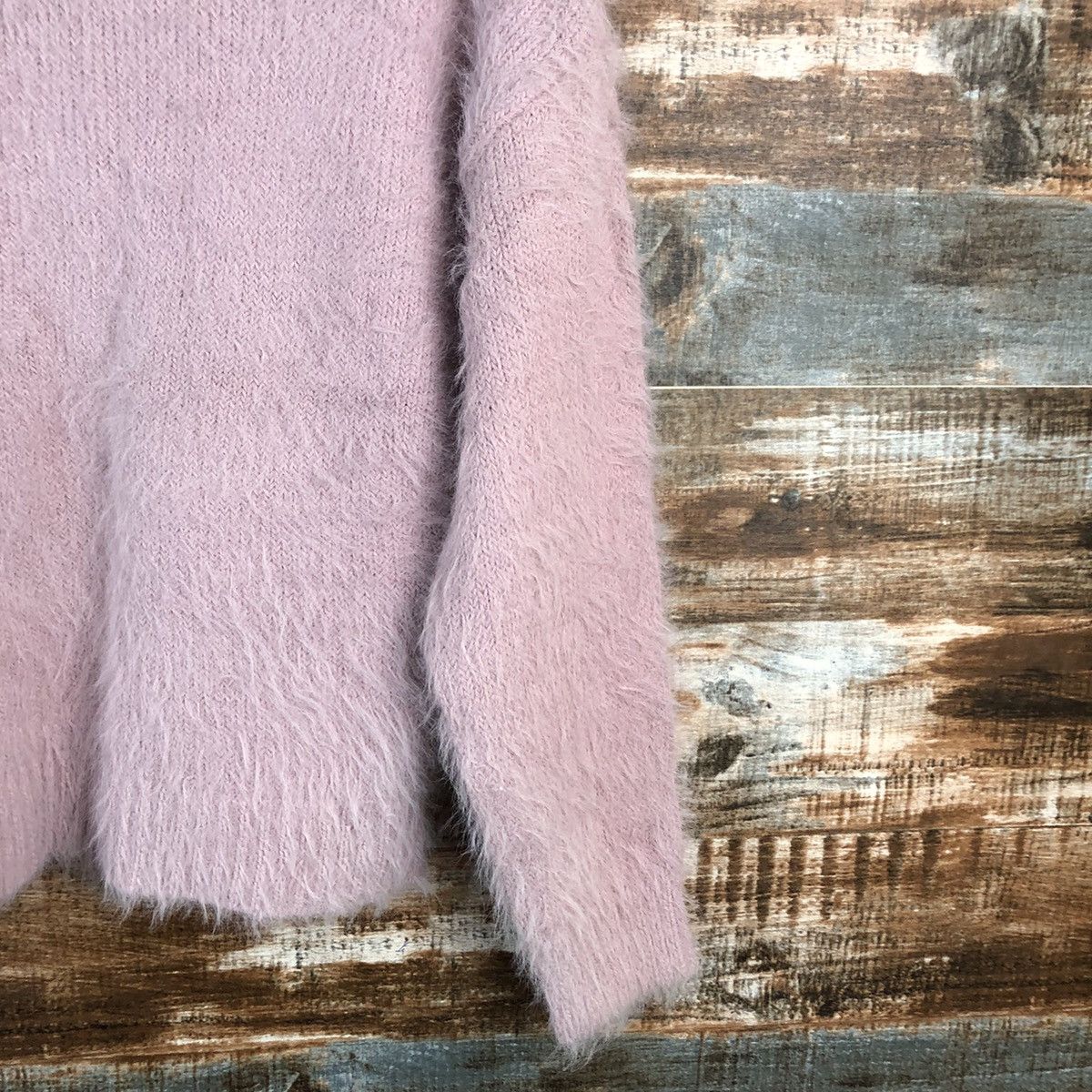 Homespun Knitwear DLL Ingni Pink Mohair shaggy fur Knitwear #C234 Size S / US 4 / IT 40 - 16 Thumbnail