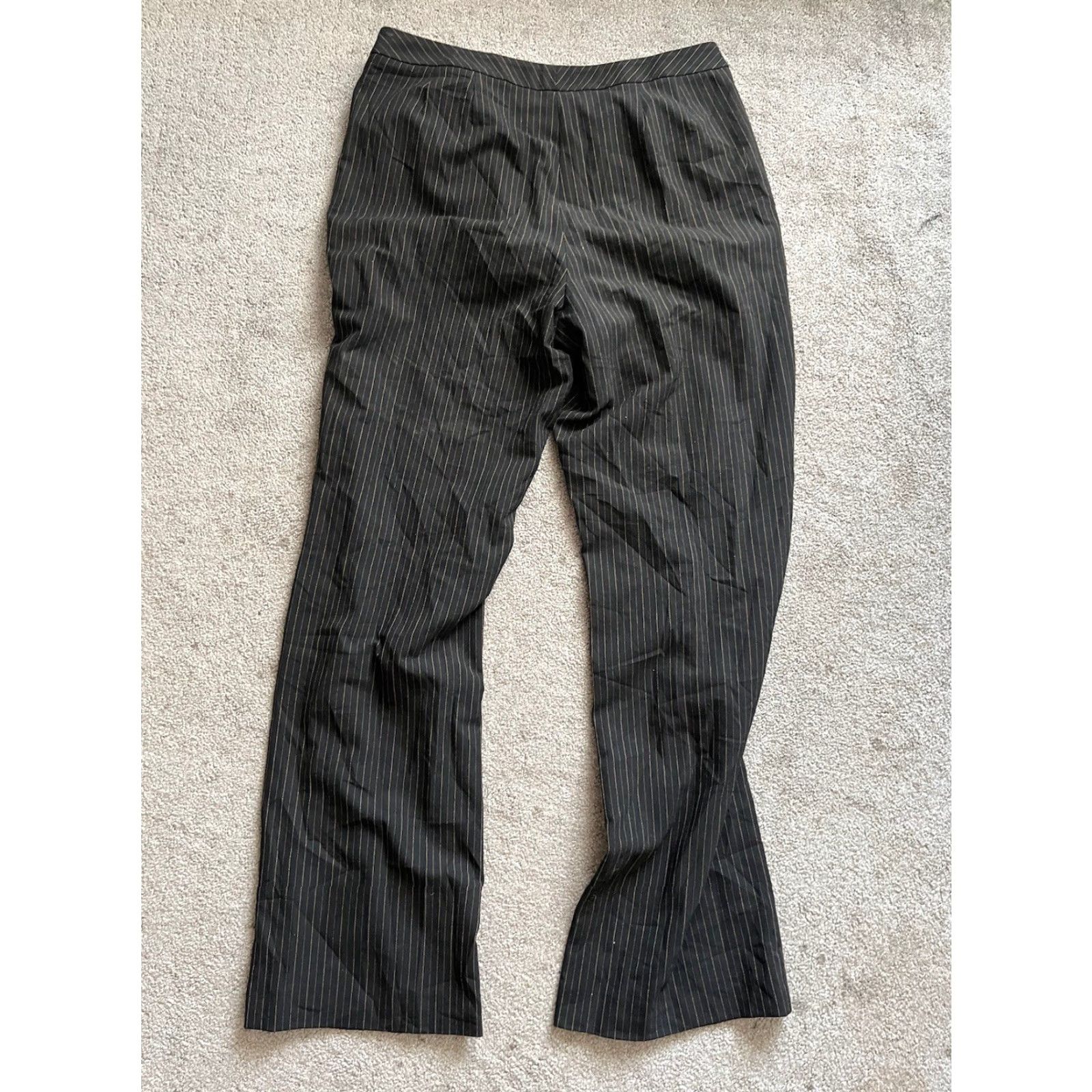 Liz Claiborne Liz Claiborne Pants Womens 12 Black Striped Polyester Blend Vintage Elevated Front Chino Regular Rise High Fall Winter Spring Summer Mens Women Girls Size 34" / US 12 / IT 48 - 3 Thumbnail