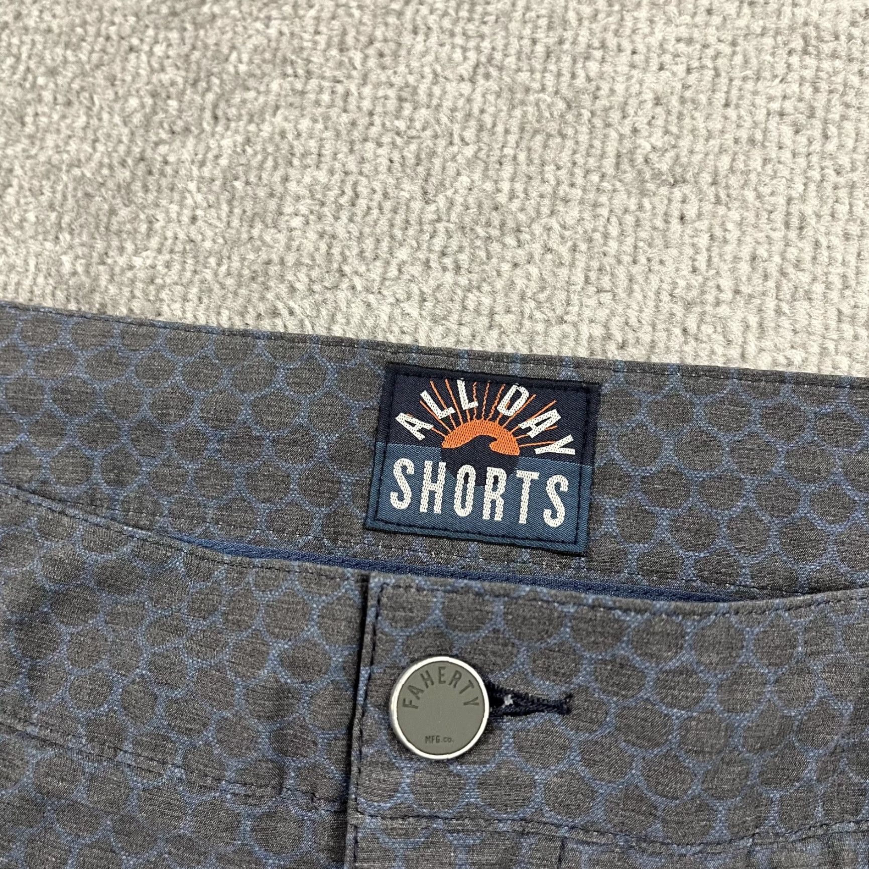 Faherty Faherty All Day Chino Shorts Mens 42 x 9" Gray Blue Scales Drawstring Casual Chino Shorts Mens 42 Size US 42 / EU 58 - 4 Thumbnail