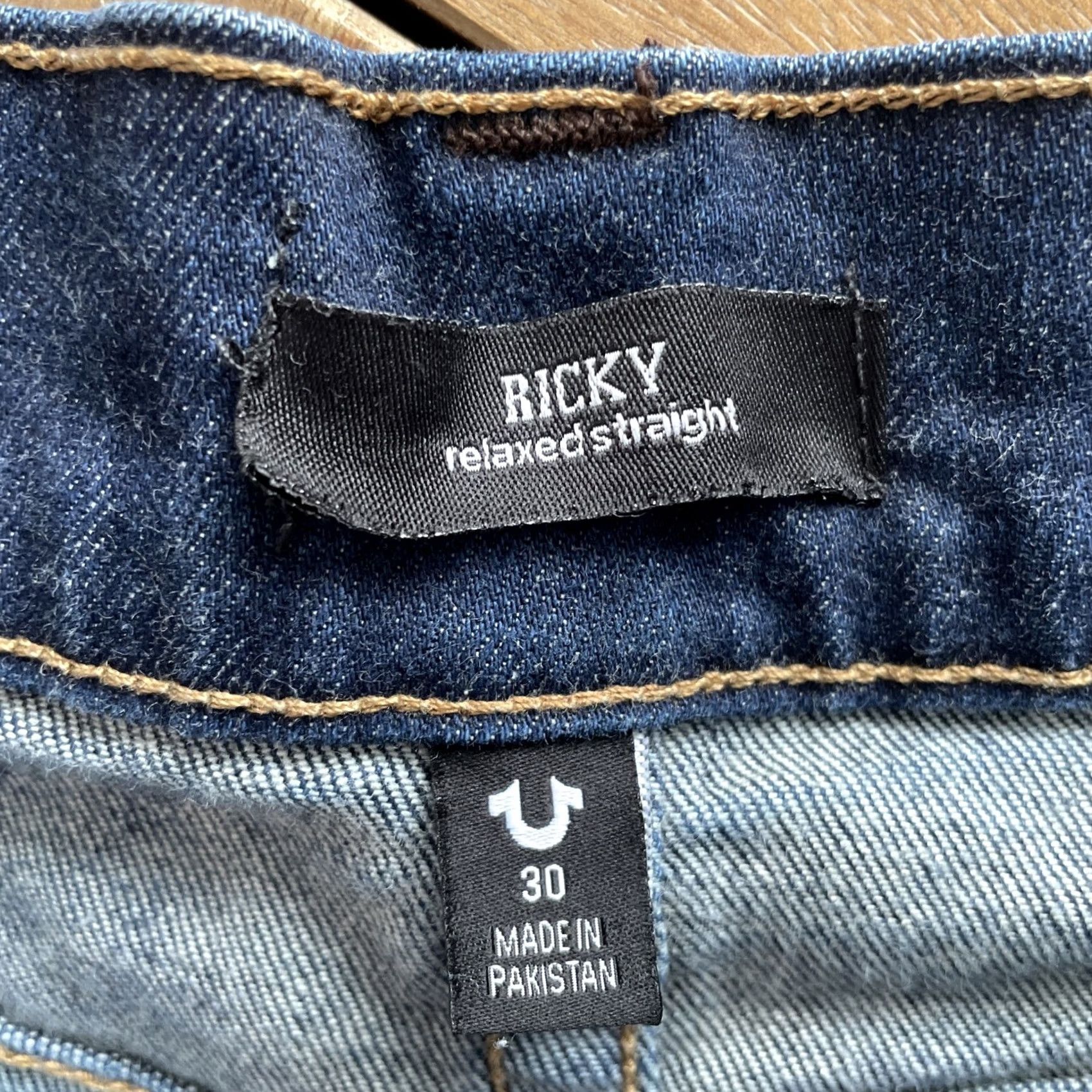 True Religion True Religion Ricky Relaxed Straight Jeans Men 30x33 Distressed Flap Pockets Y2K Denim Blue 90s Grunge Rock Logo Jeans Mens Size US 30 / EU 46 - 3 Thumbnail