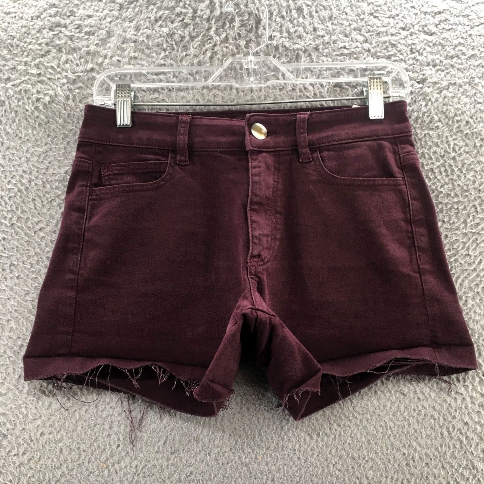 American Eagle Outfitters American Eagle Outfitters Womens 4 Burgundy Zip Cut-Off Shorts Denim Stretch 29x4 Vintage No Jeans Summer Casual Beach Size 27" / US 4 / IT 40 - 2 Thumbnail