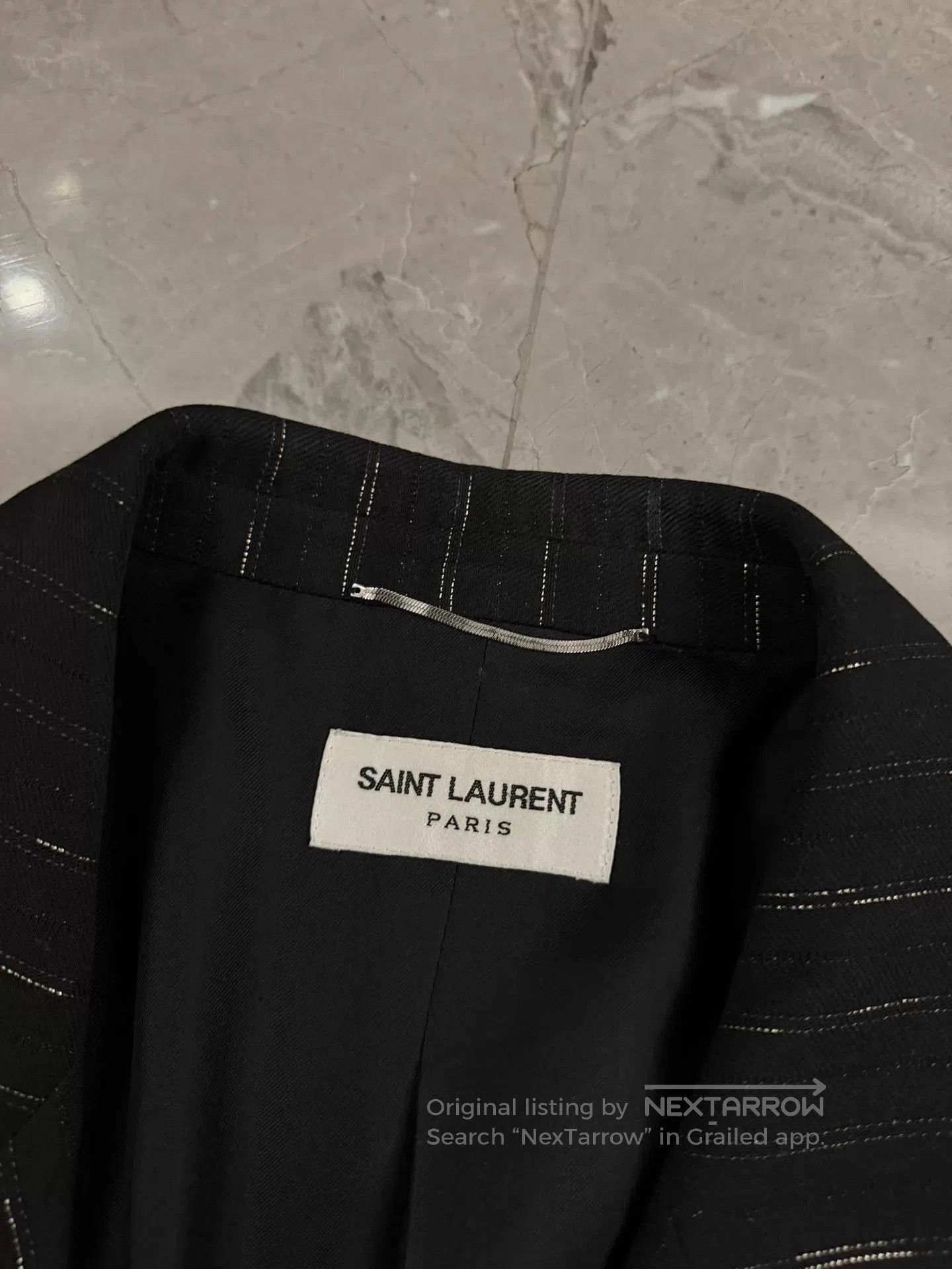 Saint Laurent Paris Black Pinstriped Single. Size US L / EU 52-54 / 3 - 5 Thumbnail