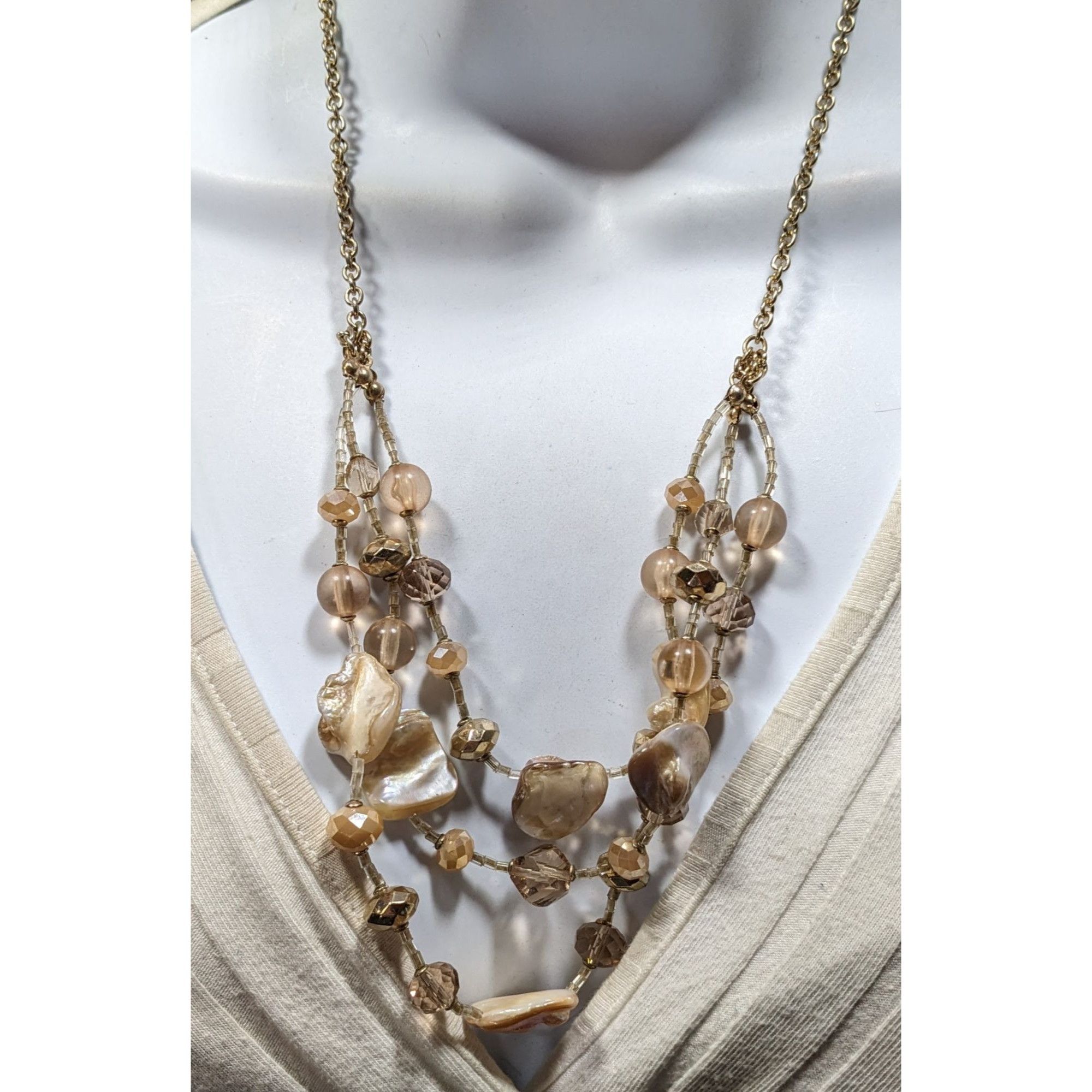 Other Bohemian Glam Layered Shell & Bead Necklace With Gold Chain Size ONE SIZE - 4 Thumbnail