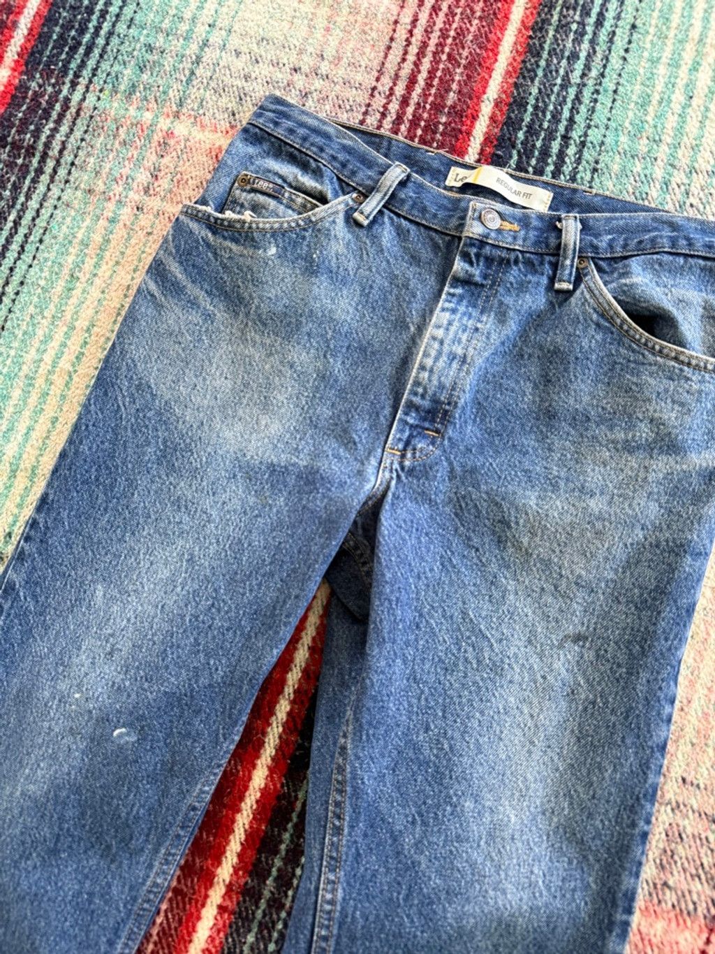 Lee × Vintage Vintage Lee Distressed Blue Regular Fit Straight Jeans 32x27 Size US 32 / EU 48 - 2 Thumbnail