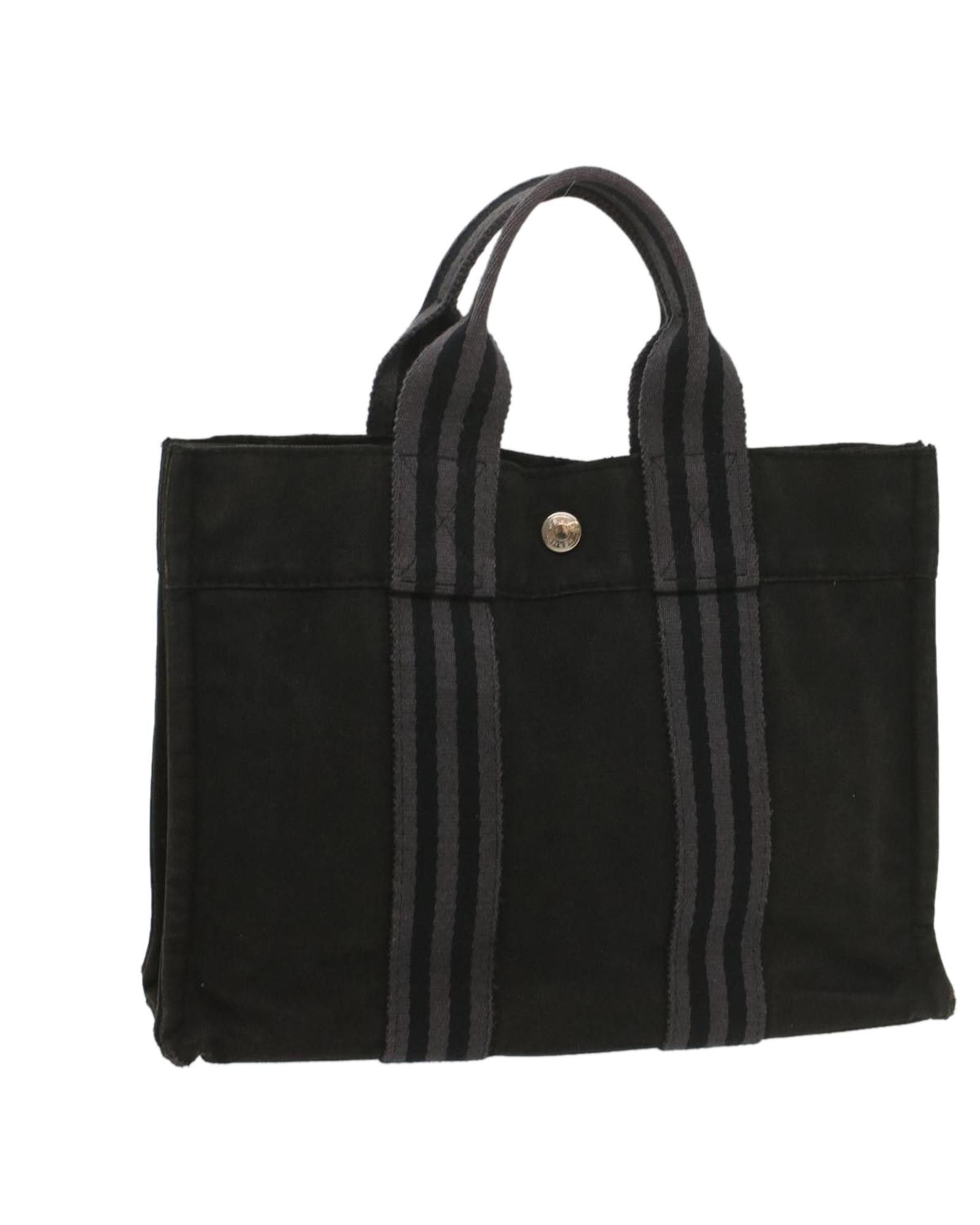 image of Hermes Black Canvas Hand Bag With Accessories - Rank C, Women's