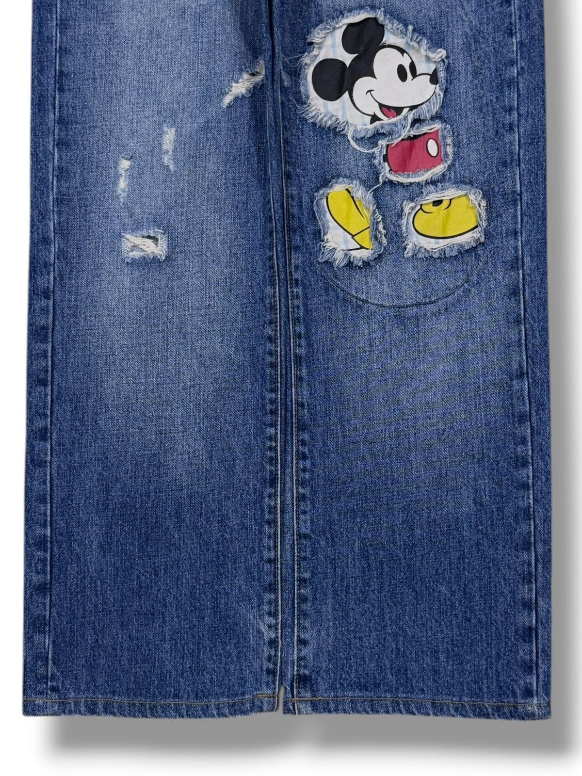Mickey Mouse Vintage Disney Mickey Mouse Distressed Patchwork Y2K Denim Size US 30 / EU 46 - 6 Thumbnail