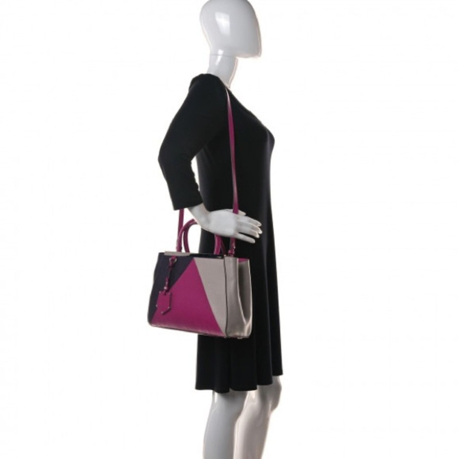 Fendi Fendi 2Jours Petite Geometric Satchel Magenta Multi Size ONE SIZE - 16 Thumbnail