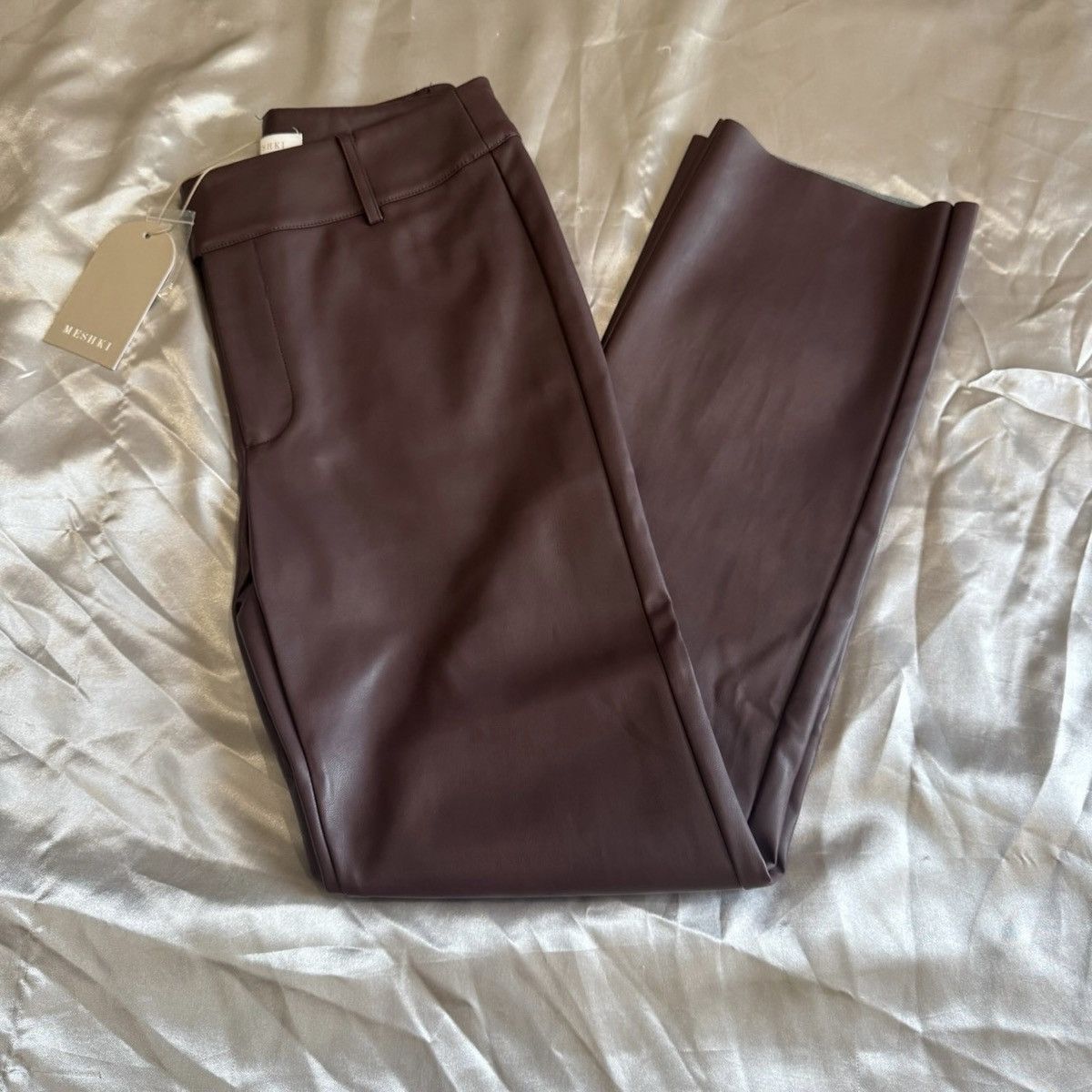 Other Meshki Laurette Faux Leather Straight Leg Pants Size 28" / US 6 / IT 42 - 3 Thumbnail