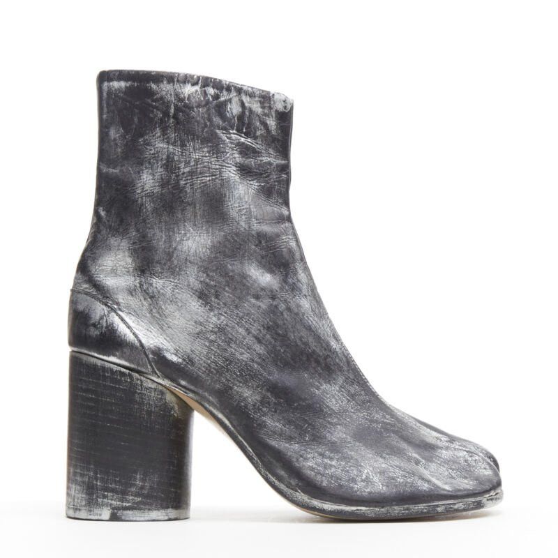 Maison Margiela new MARTIN MARGIELA 1990's Vintage black silver handpainted tabi boot EU39 Size US 9 / IT 39 - 1 Thumbnail