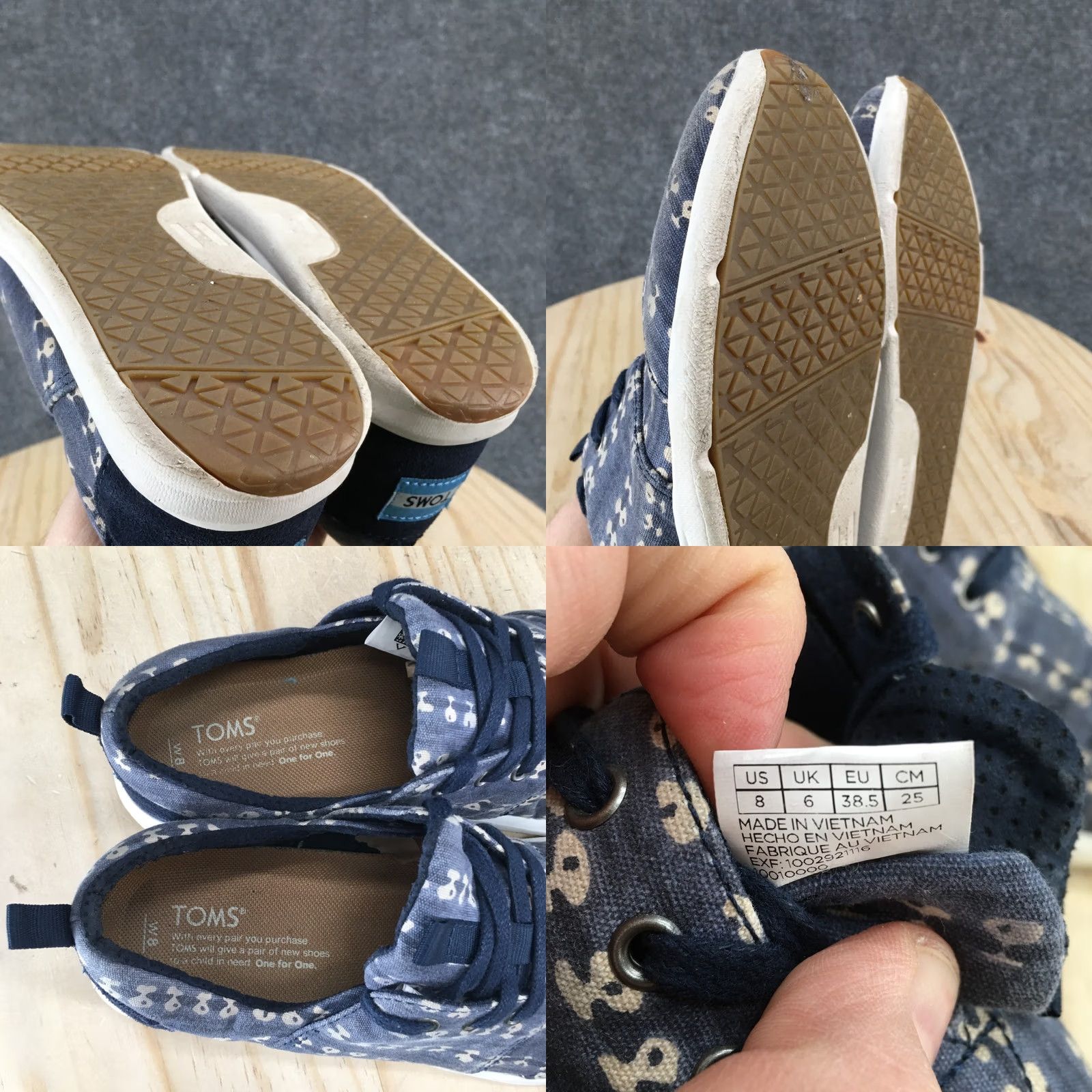 Toms Toms Del Rey Sneakers Womens Shoes 8 Blue Athletic Lace Up Low Top 10010000 Size M / US 6-8 / IT 42-44 - 9 Thumbnail