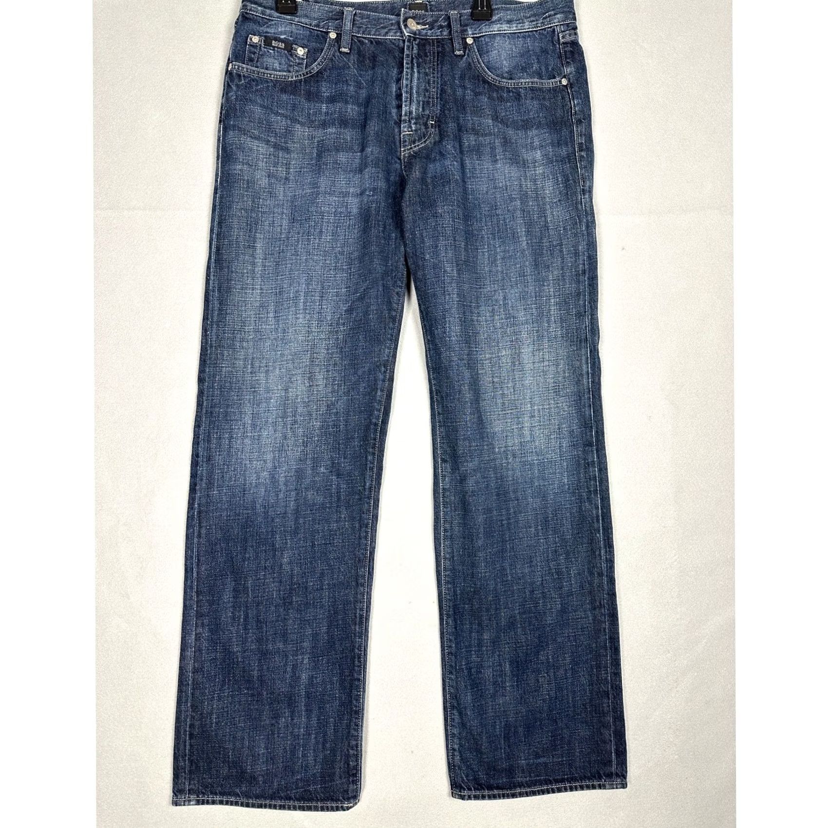 Hugo Boss HUGO BOSS Jeans Jacksons Straight Dark Wash Blue Denim 36x32 Mens Regular 5-Pocket Denim Button Fly Blue Jeans Men Size US 36 / EU 52 - 2 Thumbnail