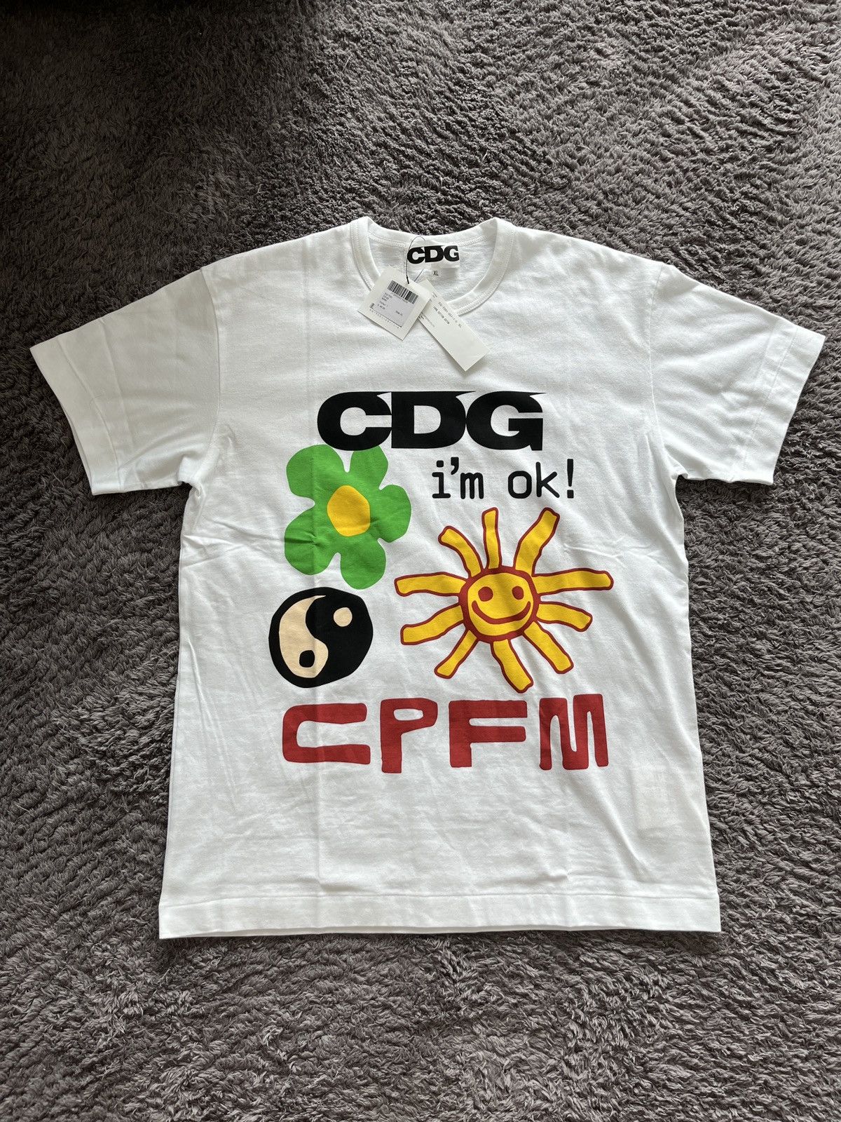 関税込☆CDG★CDG x Cactus Plant Flea Market I'm Okay T-Shirt CDG x Cactus Plant Flea Market Tee Release | Hypebeast