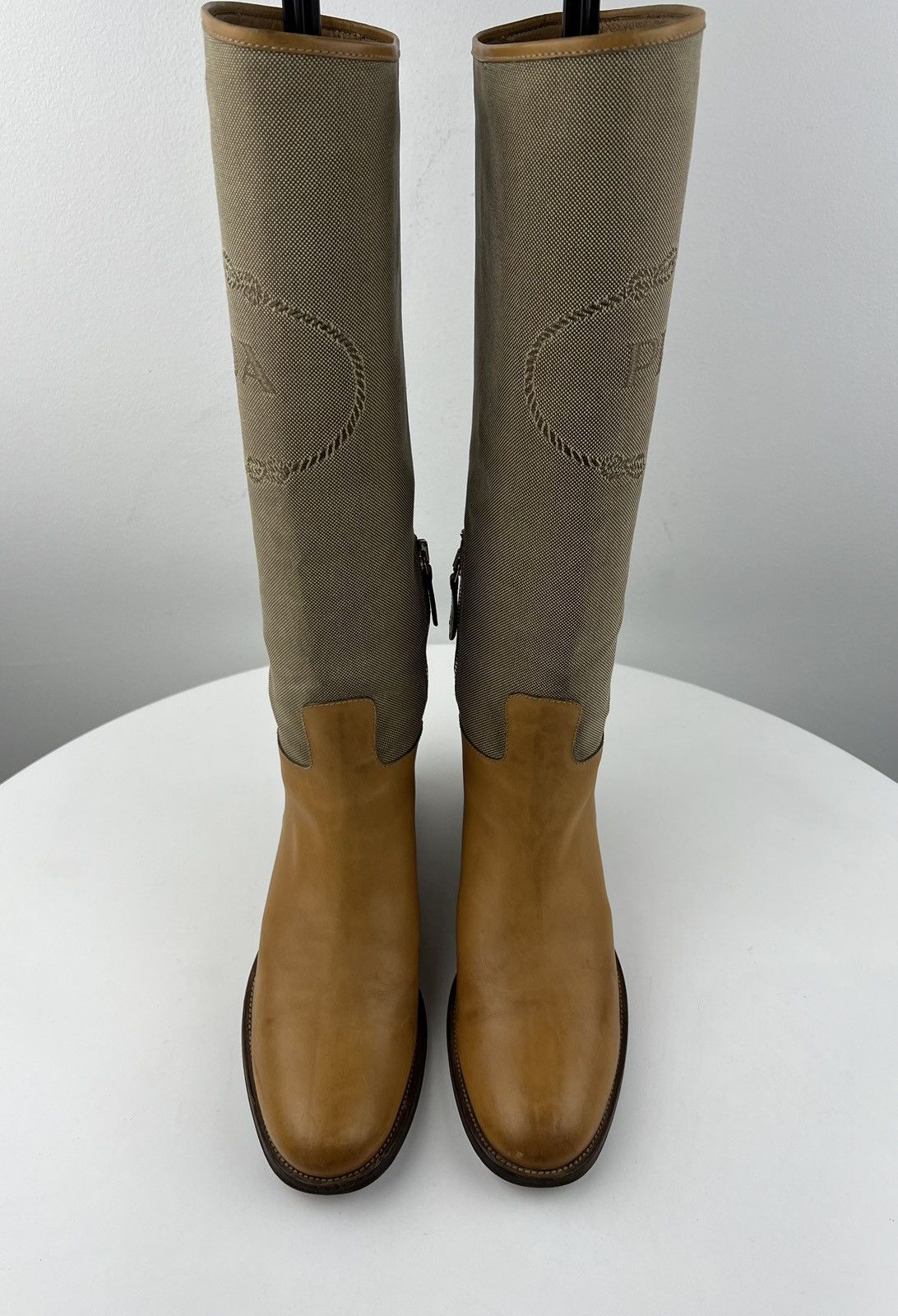 Prada PRADA MILANO Boots Leather Riding Tall Shoes Jacquard Logo Size US 6 / IT 36 - 5 Thumbnail