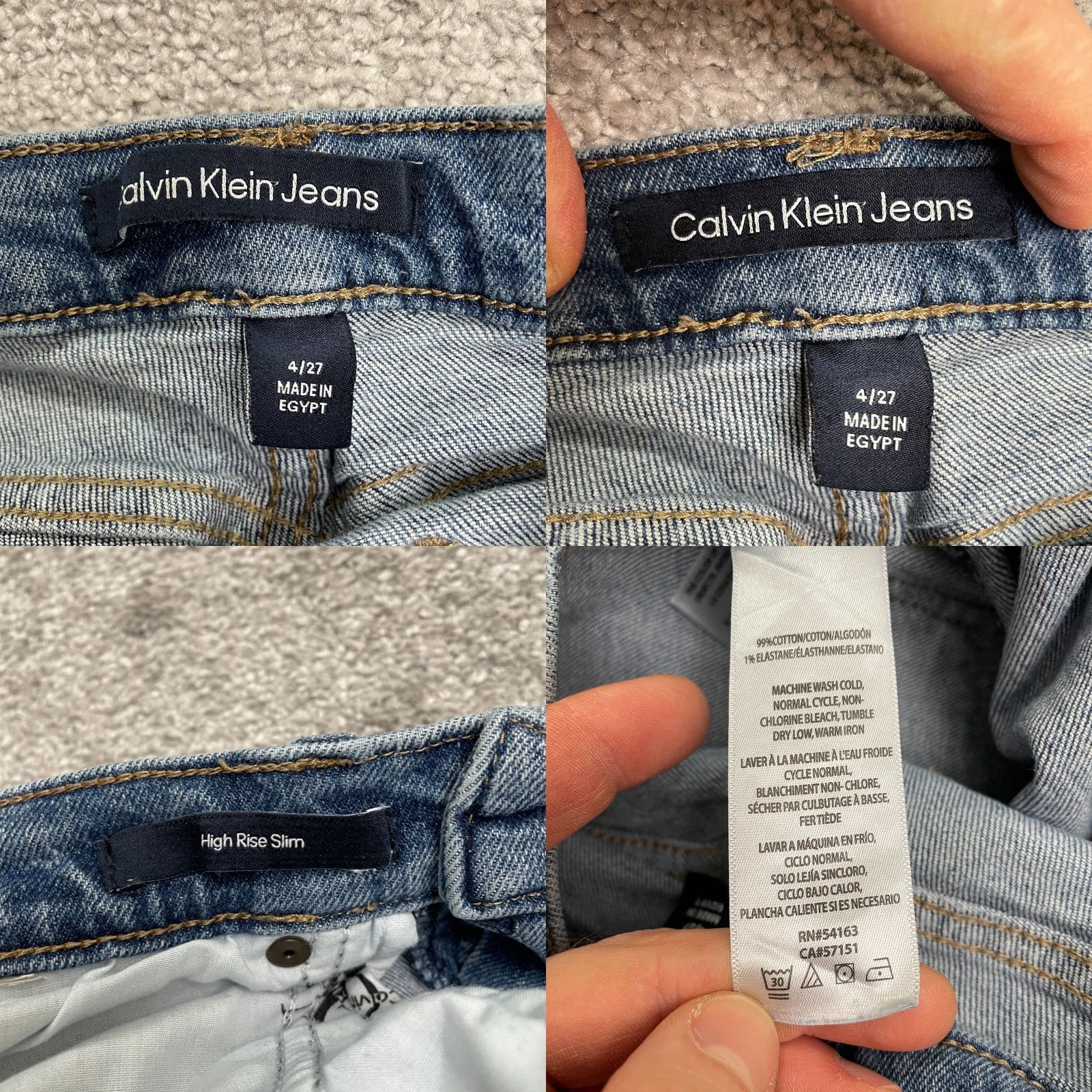 Calvin Klein Calvin Klein Jeans Women High Rise Slim Skinny Denim 28x27 Blue 4/27 Distressed 5-Pocket USA City Vintage No Size 27" / US 4 / IT 40 - 8 Thumbnail