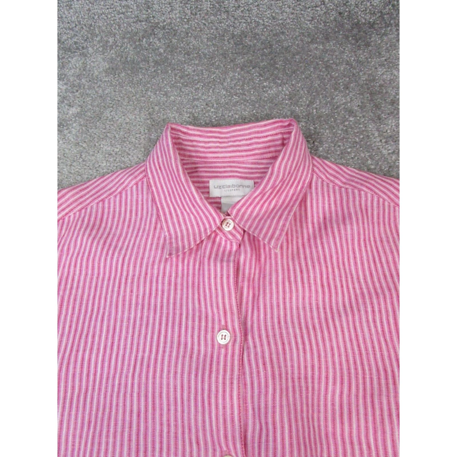 Liz Claiborne Liz Claiborne Shirt Womens Medium Multicolor Linen Button-Up Size M / US 6-8 / IT 42-44 - 2 Thumbnail