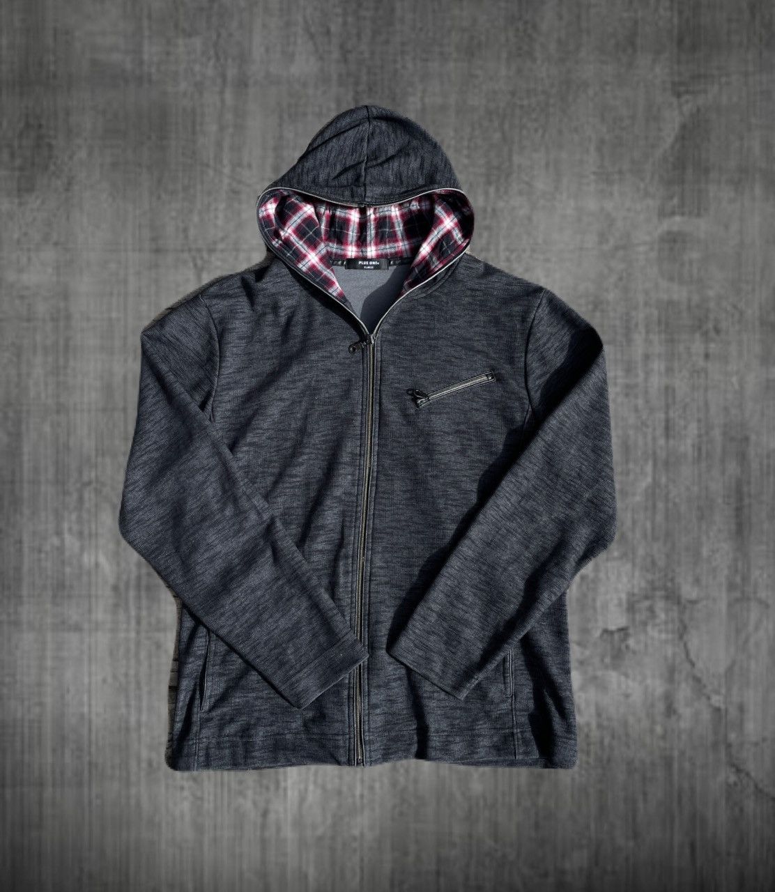 If Six Was Nine 2000s Japanese archive Plaid Hood Zip-up Hoodie