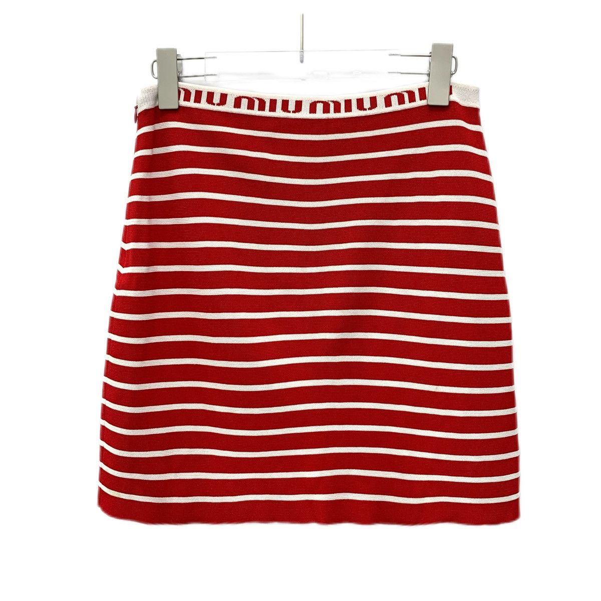Miu Miu Miu Miu Logo Intarsia Striped Casual Knit Skirt K26WX Size 28" / US 6 / IT 42 - 2 Thumbnail