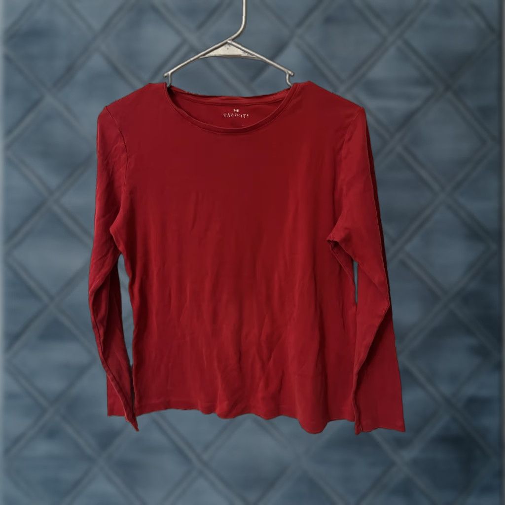 Talbots Talbots T-Shirt Red Women's Small Solid Round Neck Long Sleeve Size S / US 4 / IT 40 - 1 Thumbnail