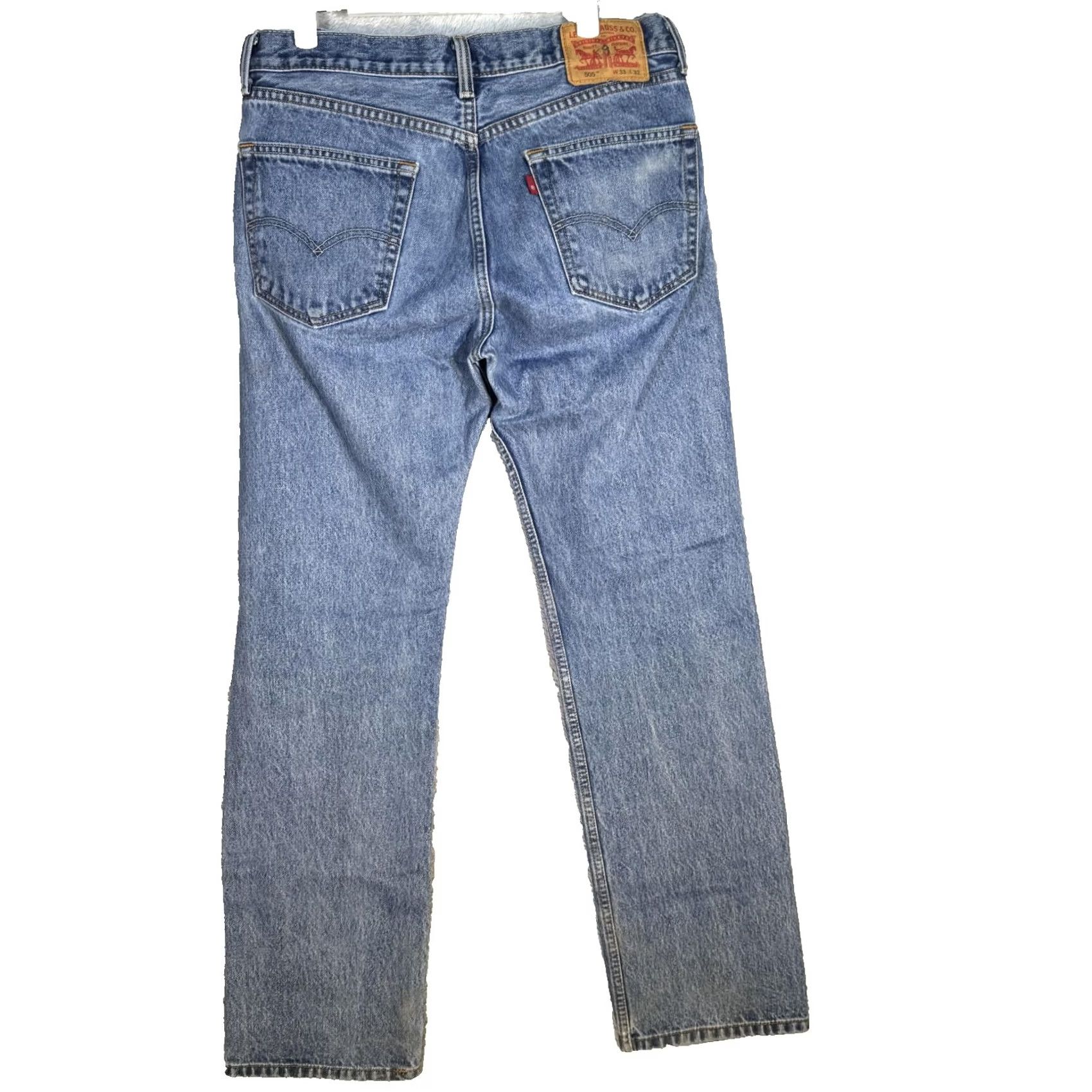 Levi's VINTAGE Levi’s 505 Jeans Mens 33x32 Blue Regular Fit Straight Leg Denim Zip Fly Size US 33 - 2 Thumbnail