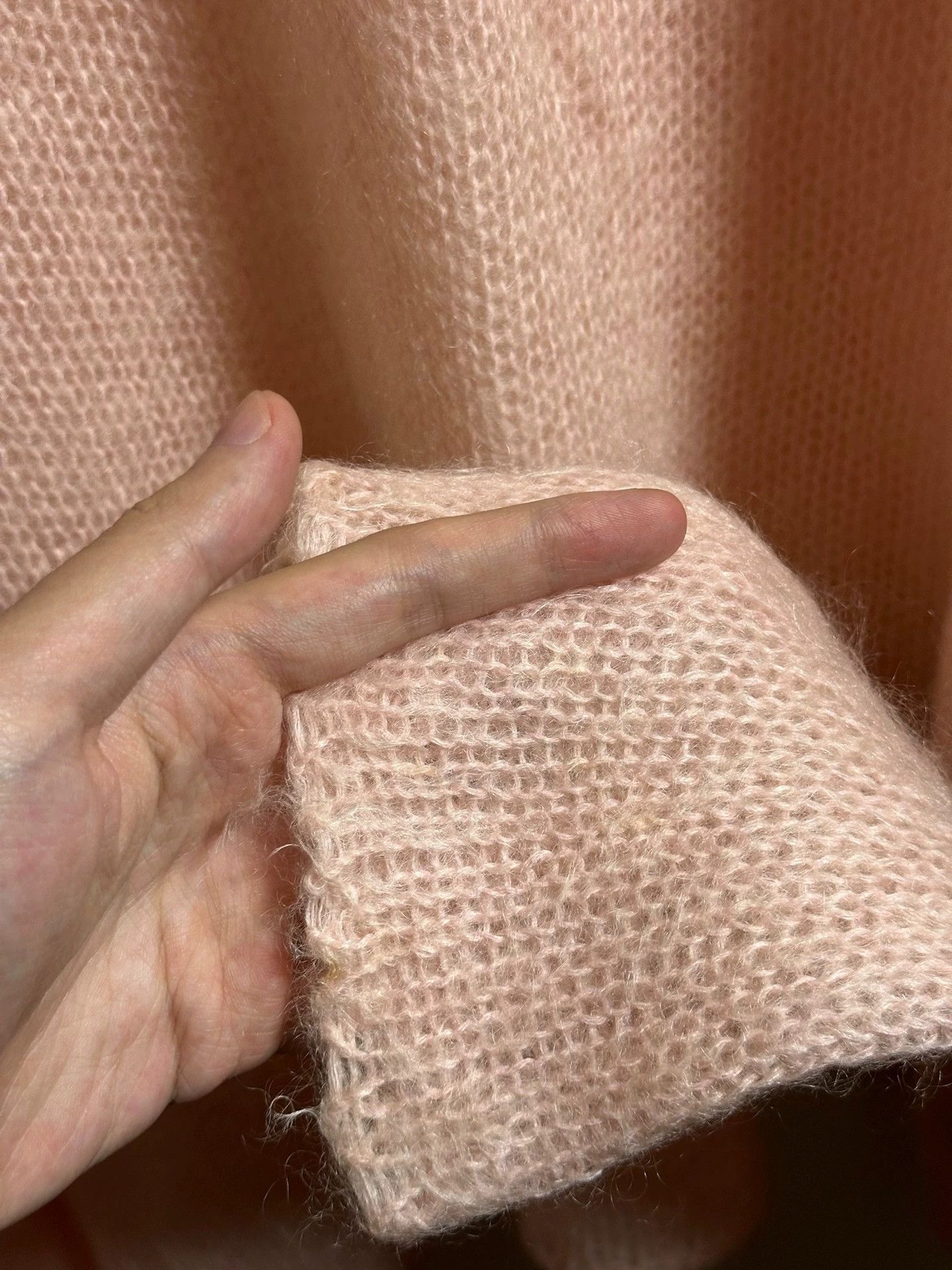 Saint Laurent Paris Saint Laurent Pink Mohair V-neck Knit Sweater Size XL / US 12-14 / IT 48-50 - 3 Thumbnail
