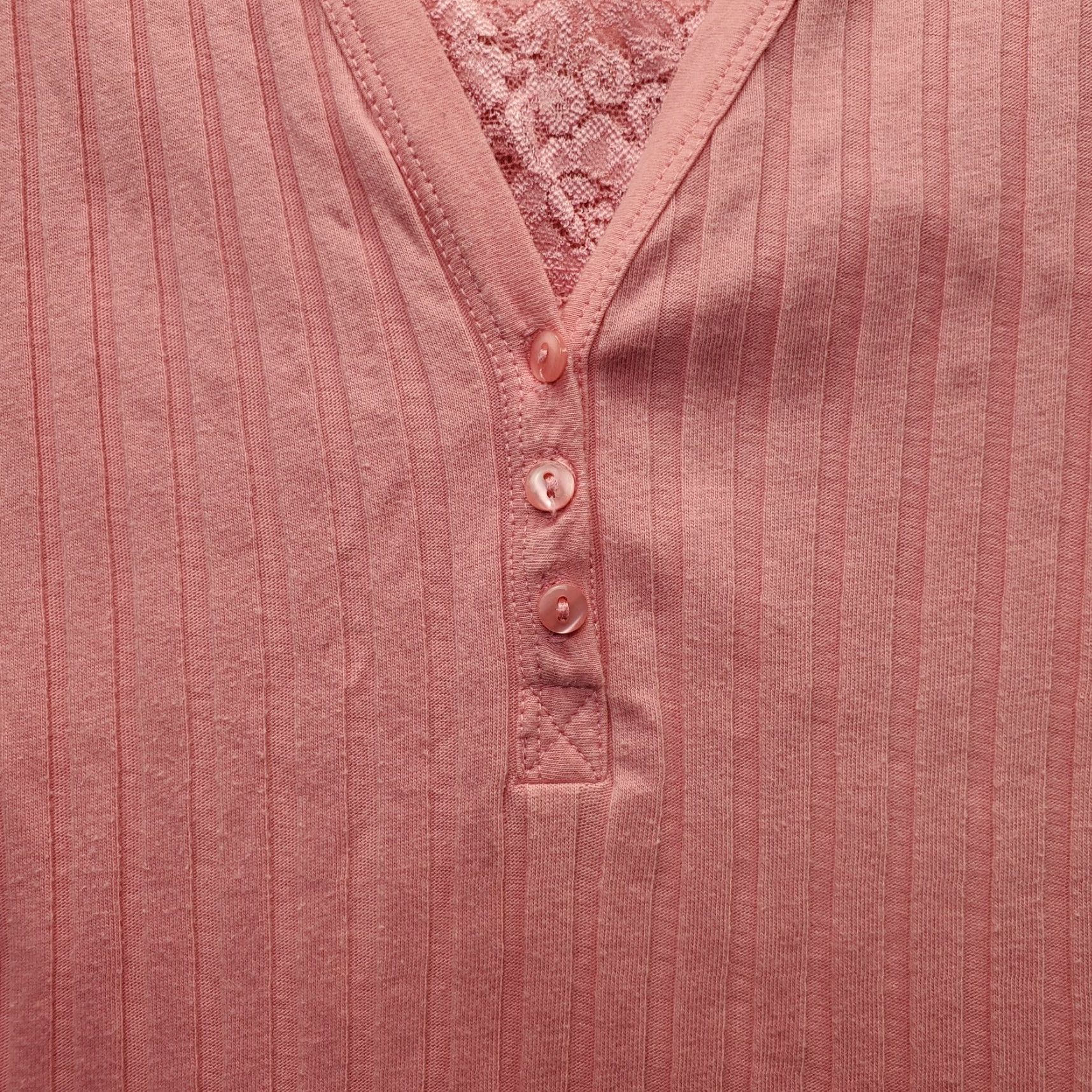 Vintage Carolyn Taylor Ribbed Top Womens S Pink 3/4 Sleeve V-Neck Front Button T-Shirt Shirt Slim Casual Womens Size S Pink Size S / US 4 / IT 40 - 7 Thumbnail