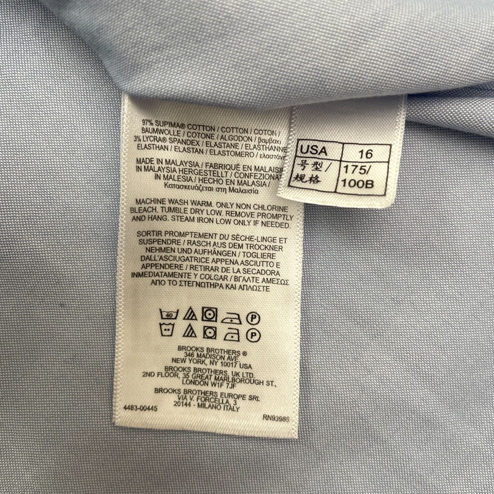 Brooks Brothers Brooks Brothers Dress Shirt Men 16 Blue Long Sleeve Cotton Regular Fit Work Casual Size 42R - 7 Thumbnail